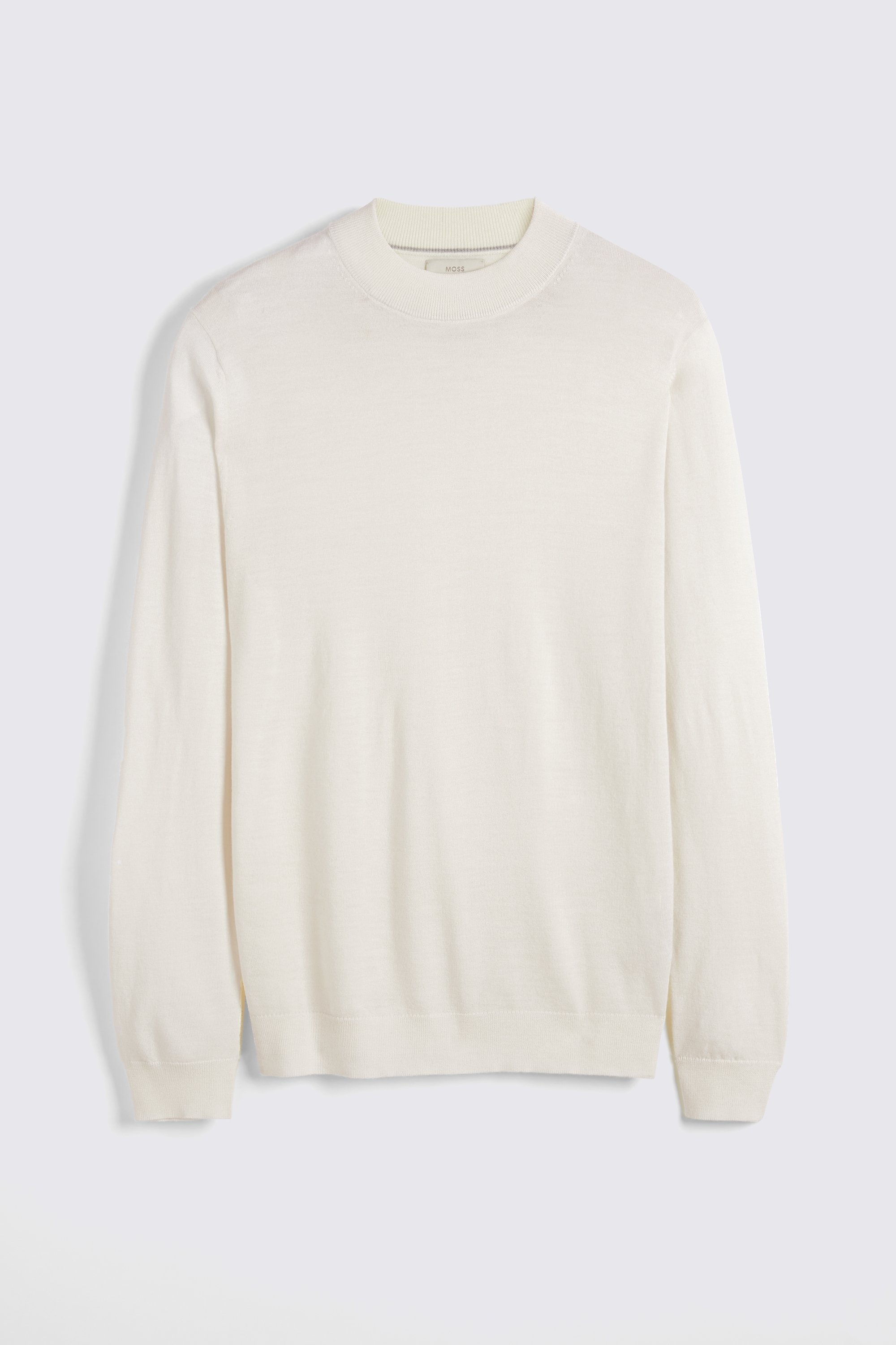 White Merino-Blend Mock-Neck Jumper