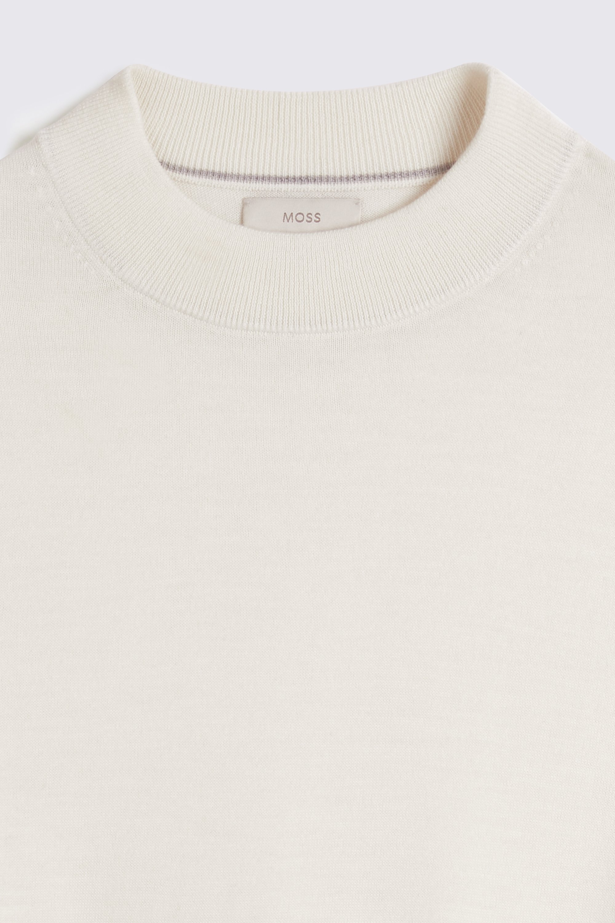 White Merino-Blend Mock-Neck Jumper