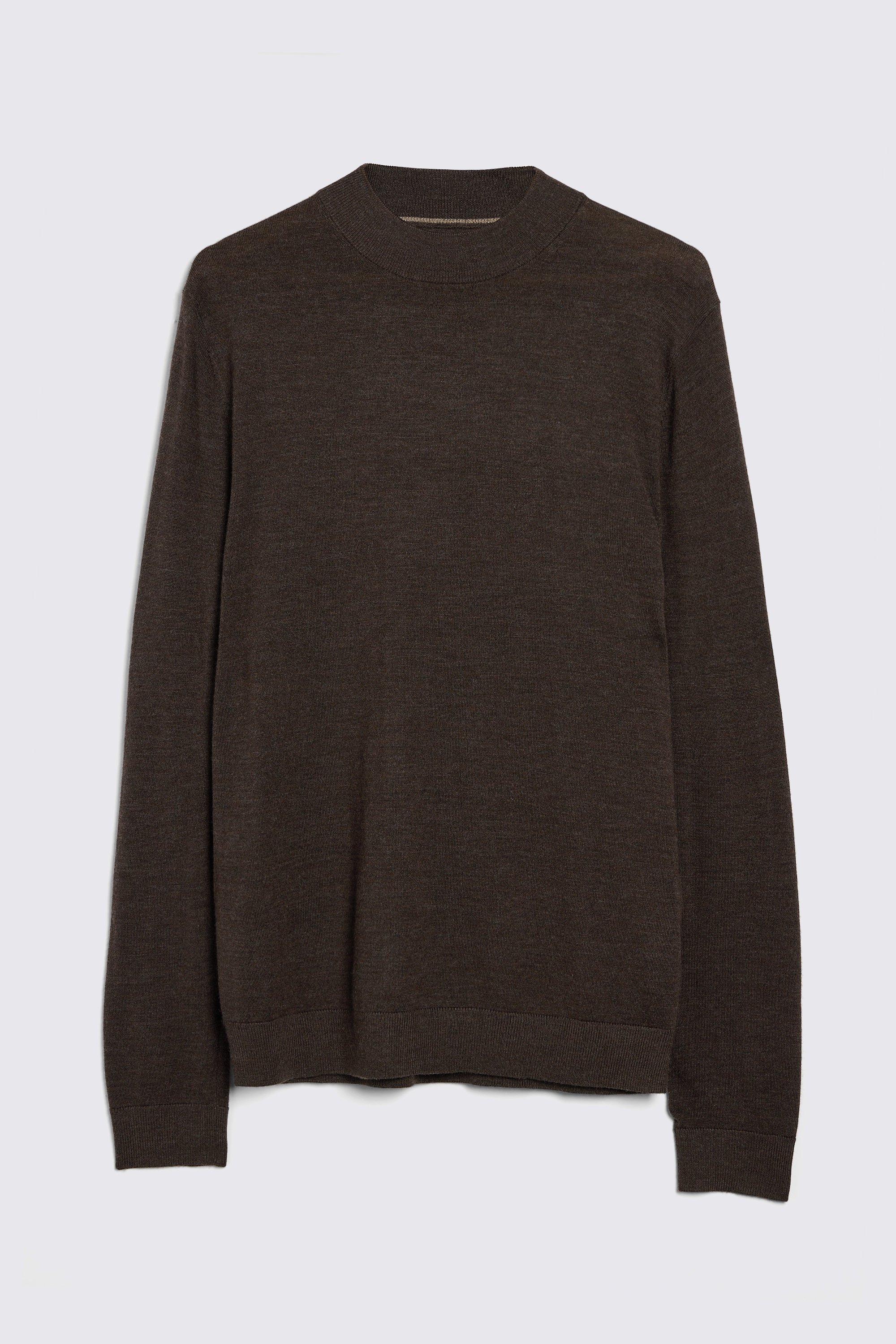 Brown Merino Mock-Neck Jumper