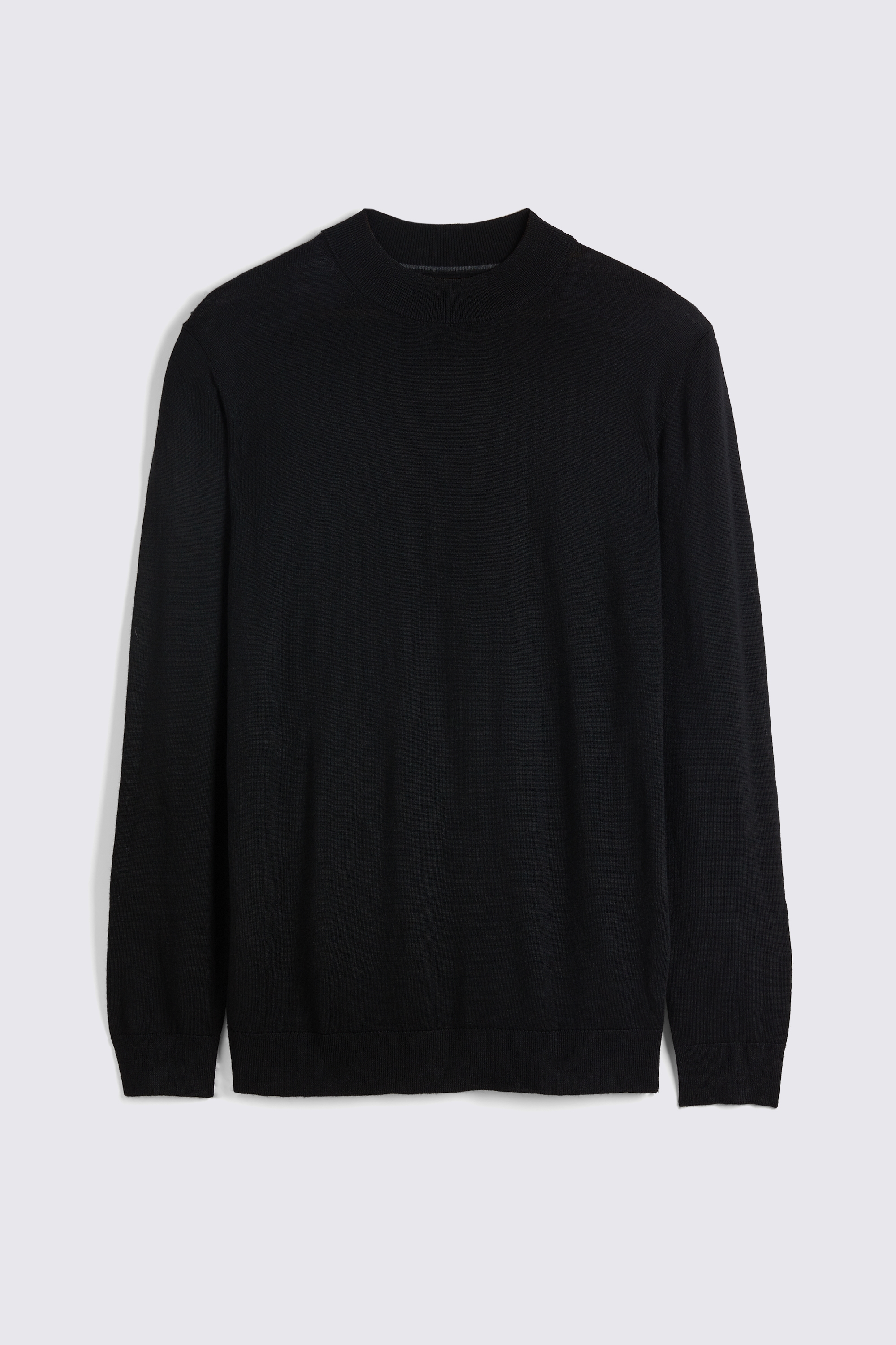 Black Merino-Blend Mock-Neck Jumper