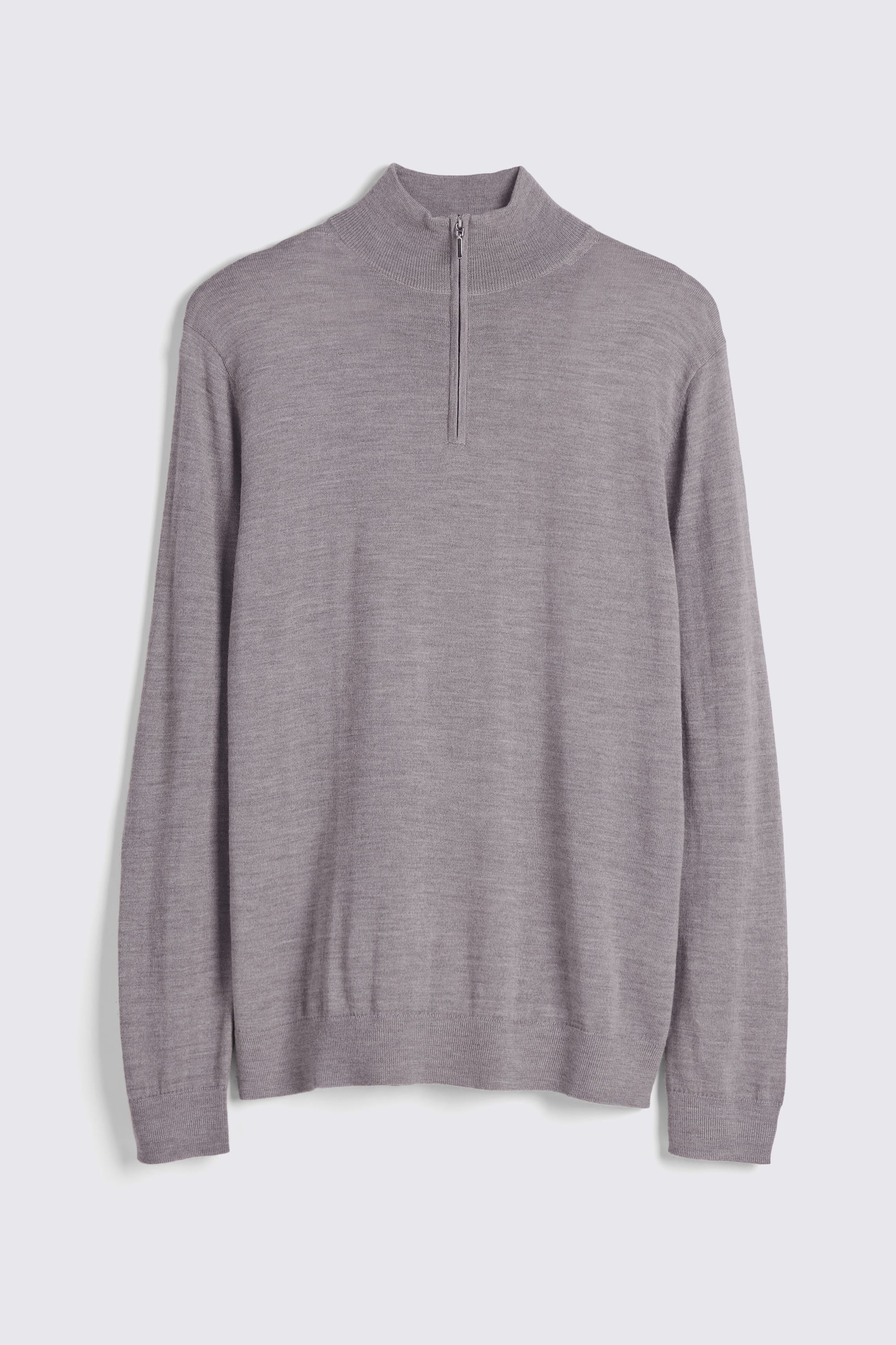 Taupe Melange Merino Zip-Neck Jumper