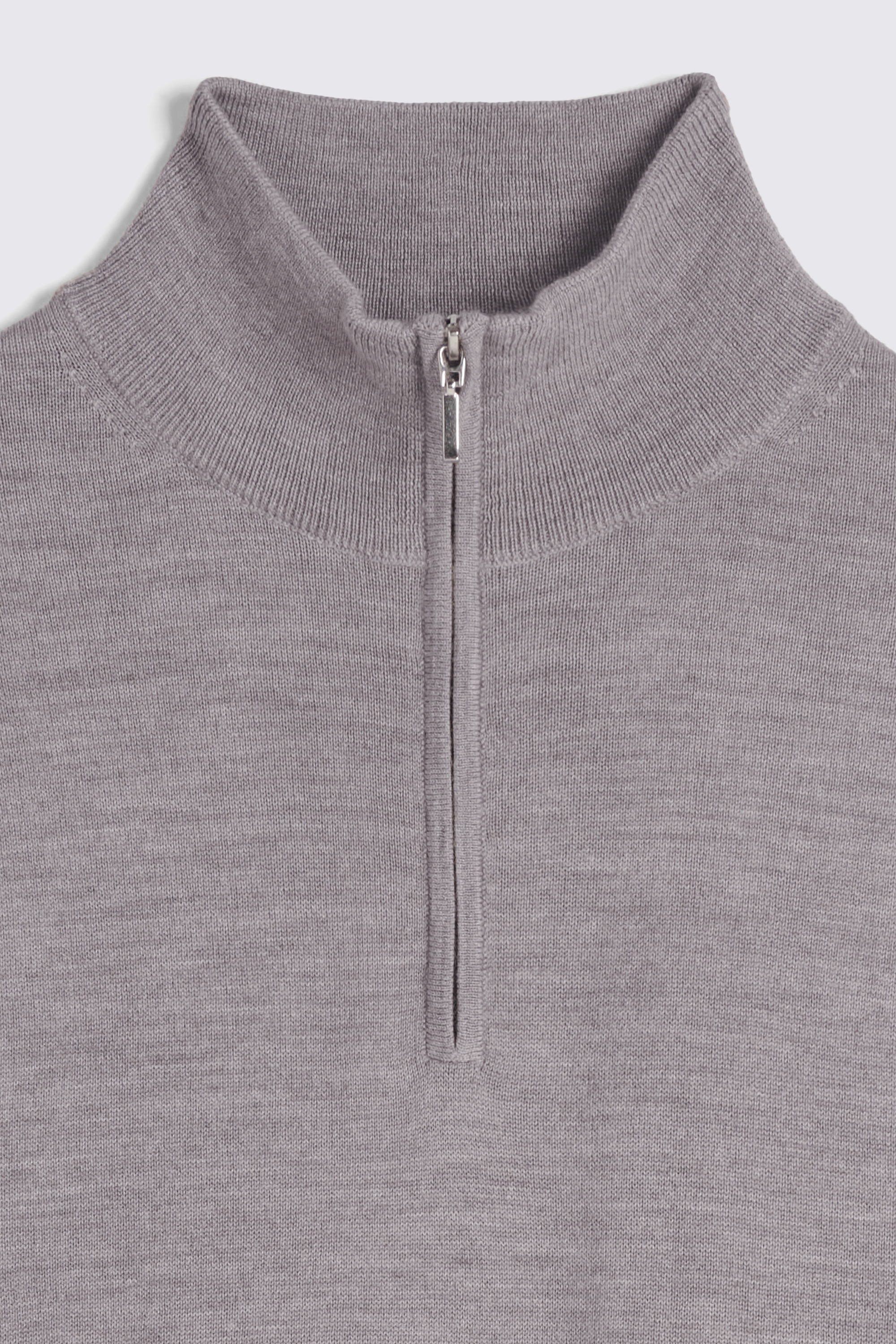 Taupe Melange Merino Zip-Neck Jumper
