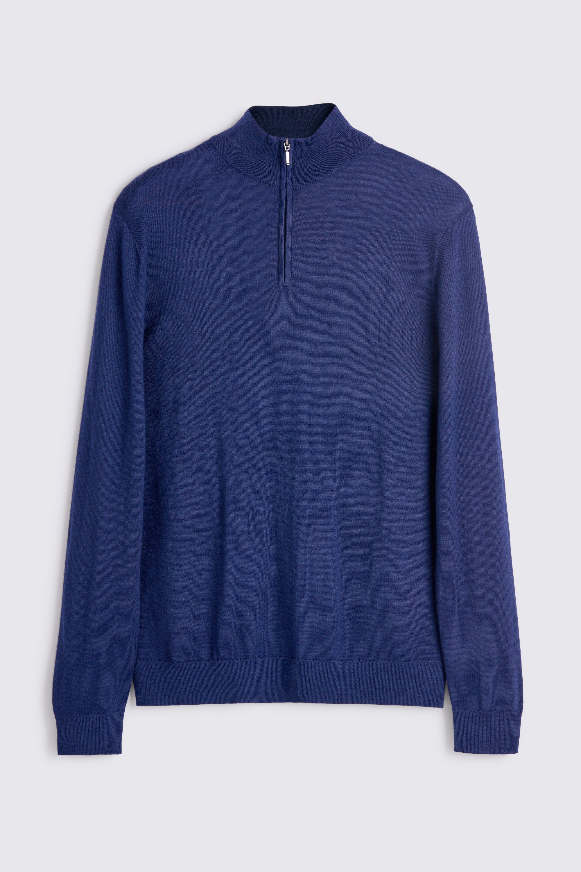 Blue Iris Merino Zip-Neck Jumper