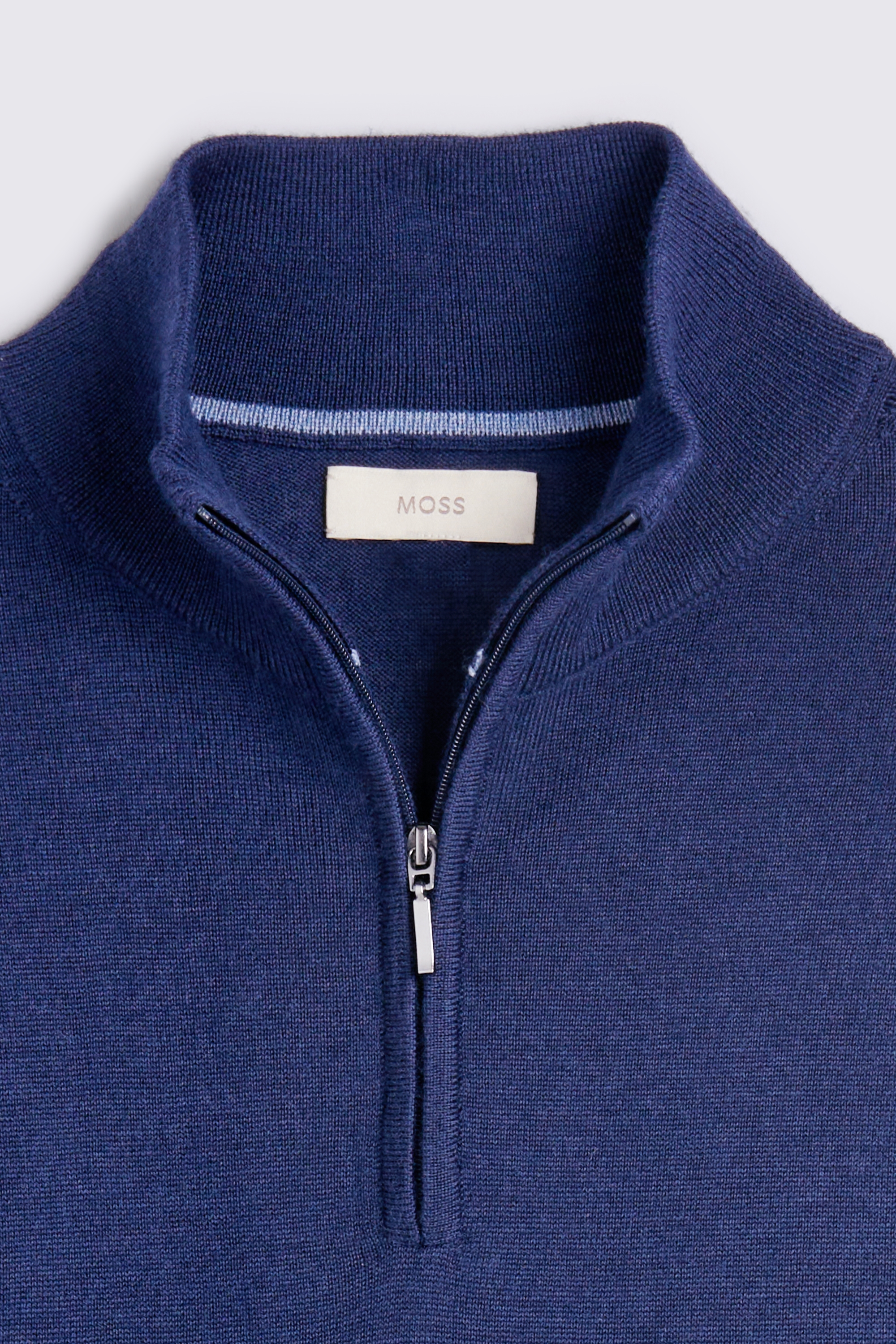 Blue Iris Merino Zip-Neck Jumper