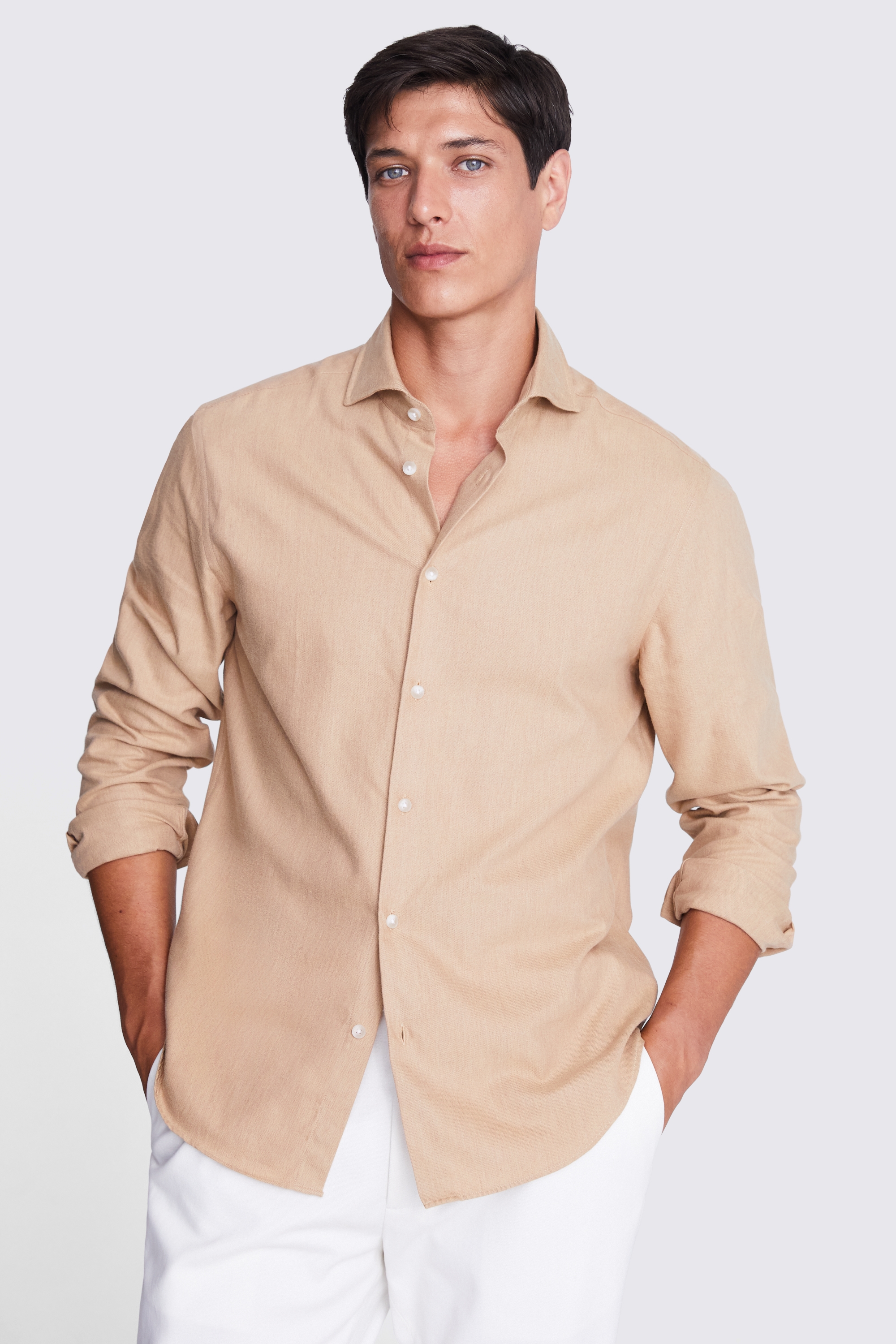 Mineral Washed Button-Down Shirt in Camel