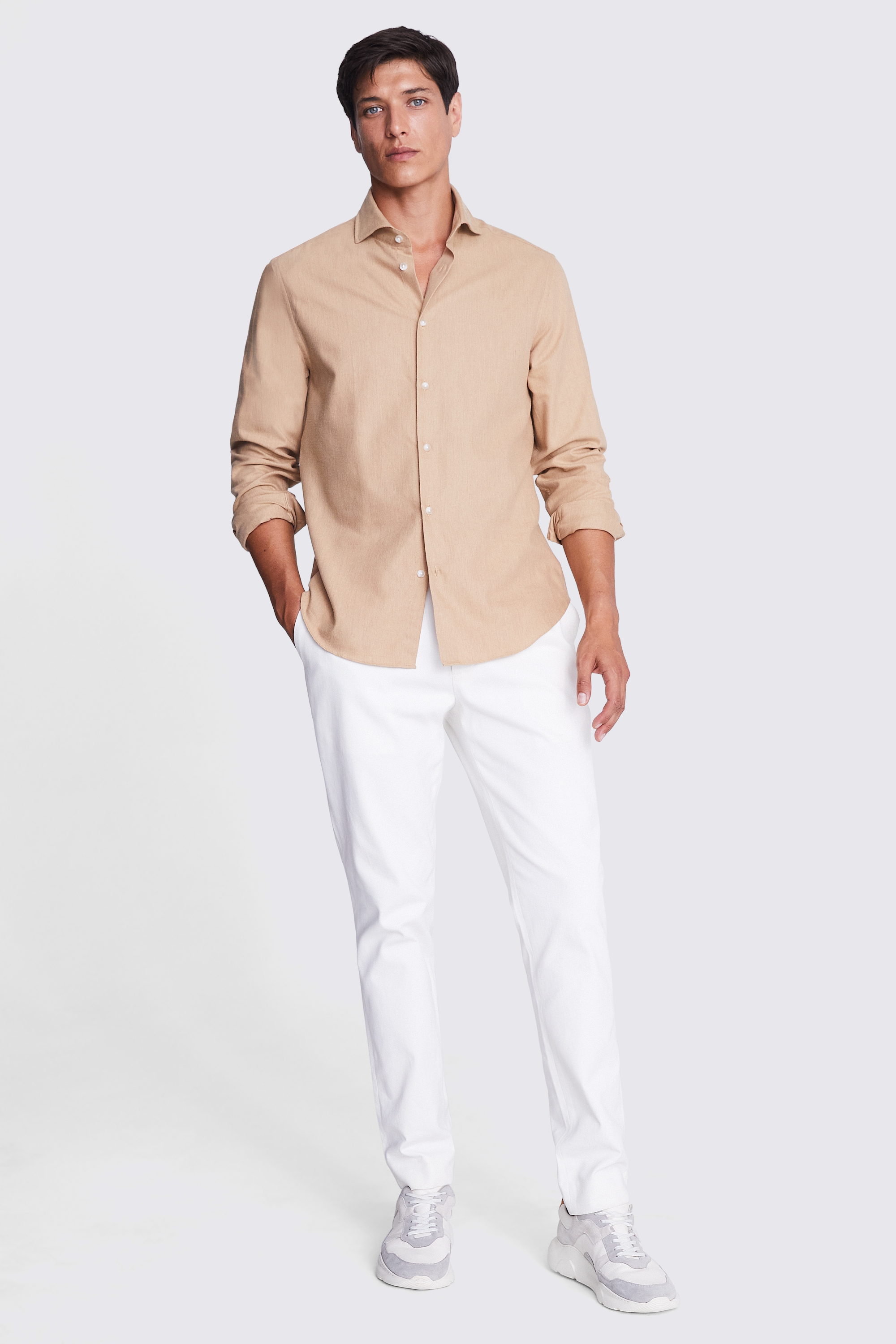 Camel Brushed Melange Shirt | Buy Online at Moss