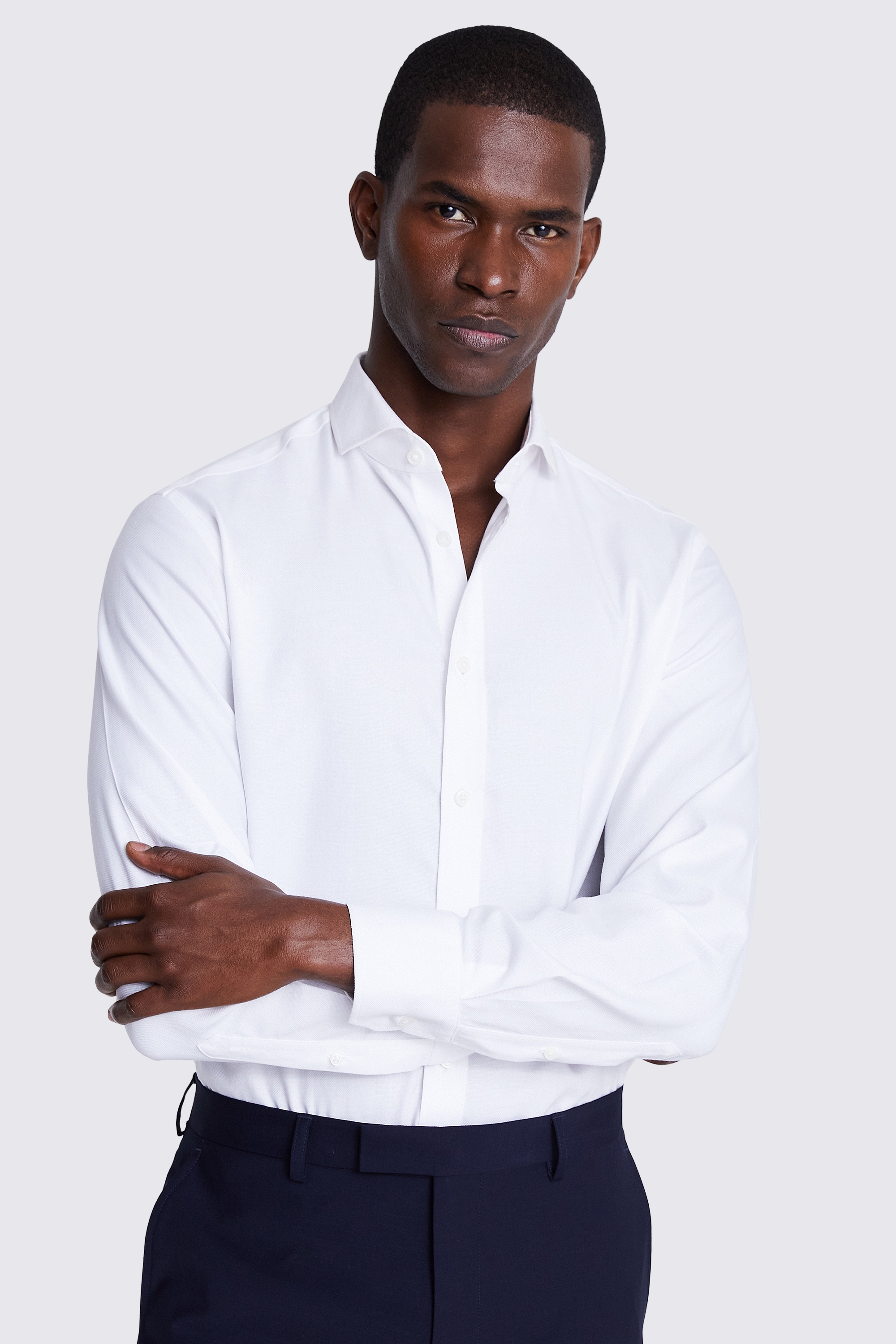 Tailored Fit White Royal Oxford Non-Iron Shirt | Buy Online at Moss