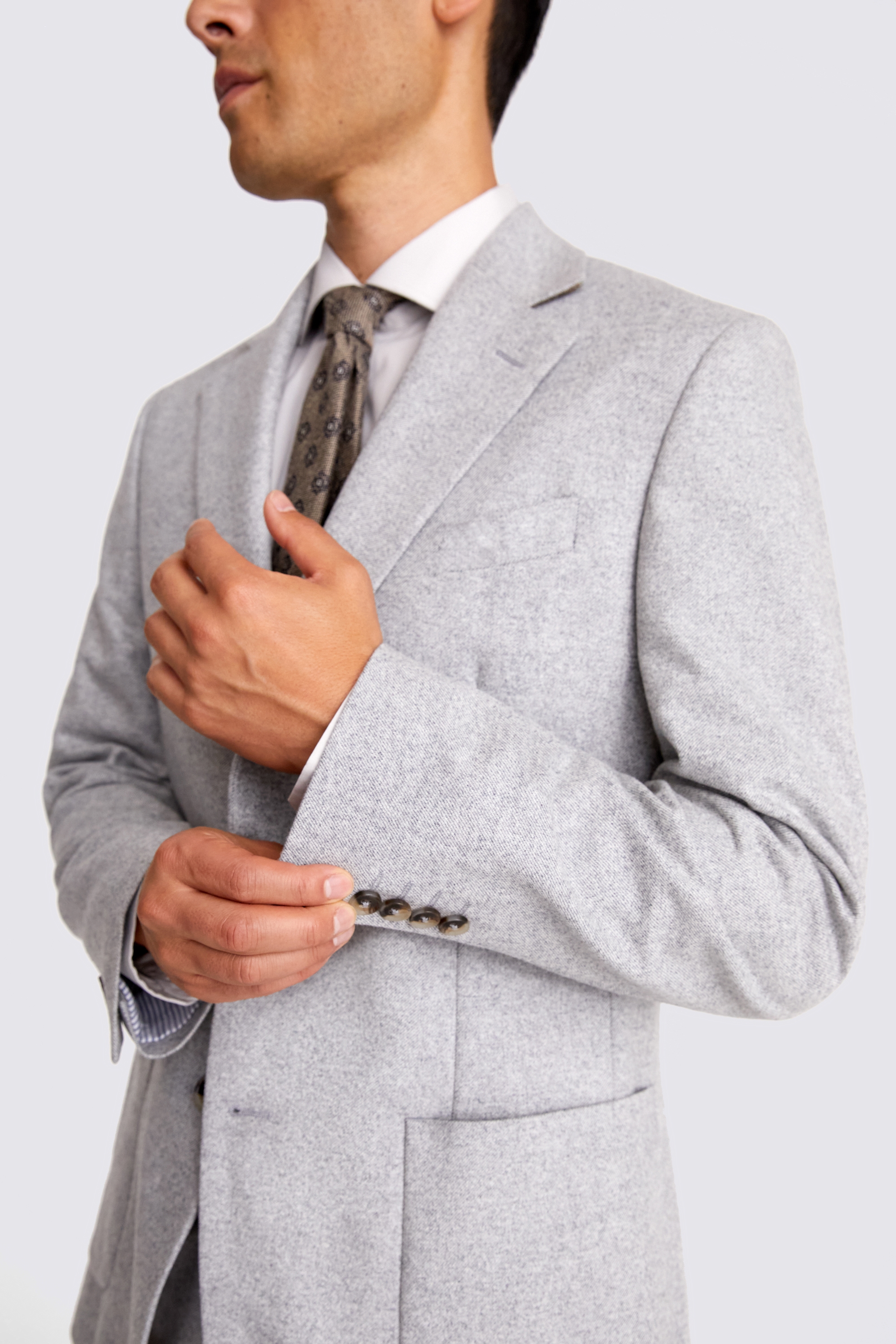Italian Tailored Light Grey Melange Flannel Jacket