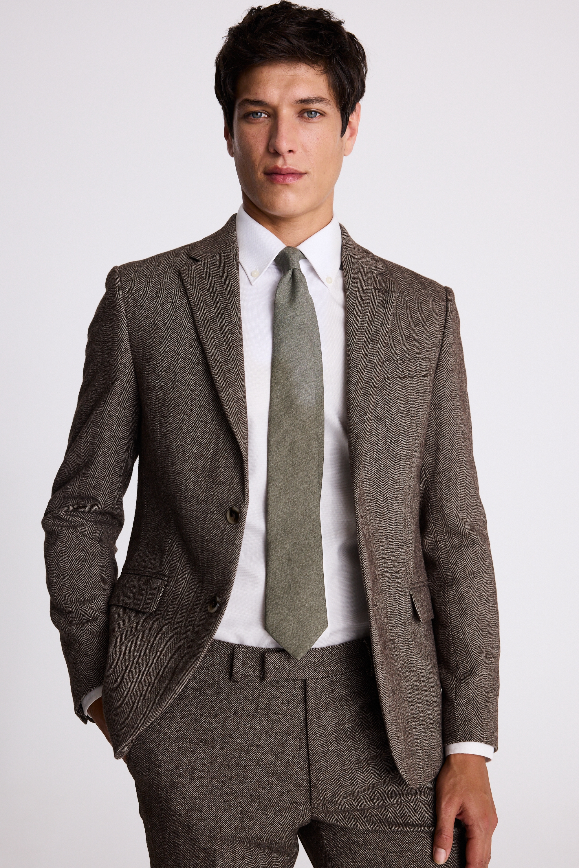 Slim Fit Brown Tweed Jacket | Buy Online at Moss