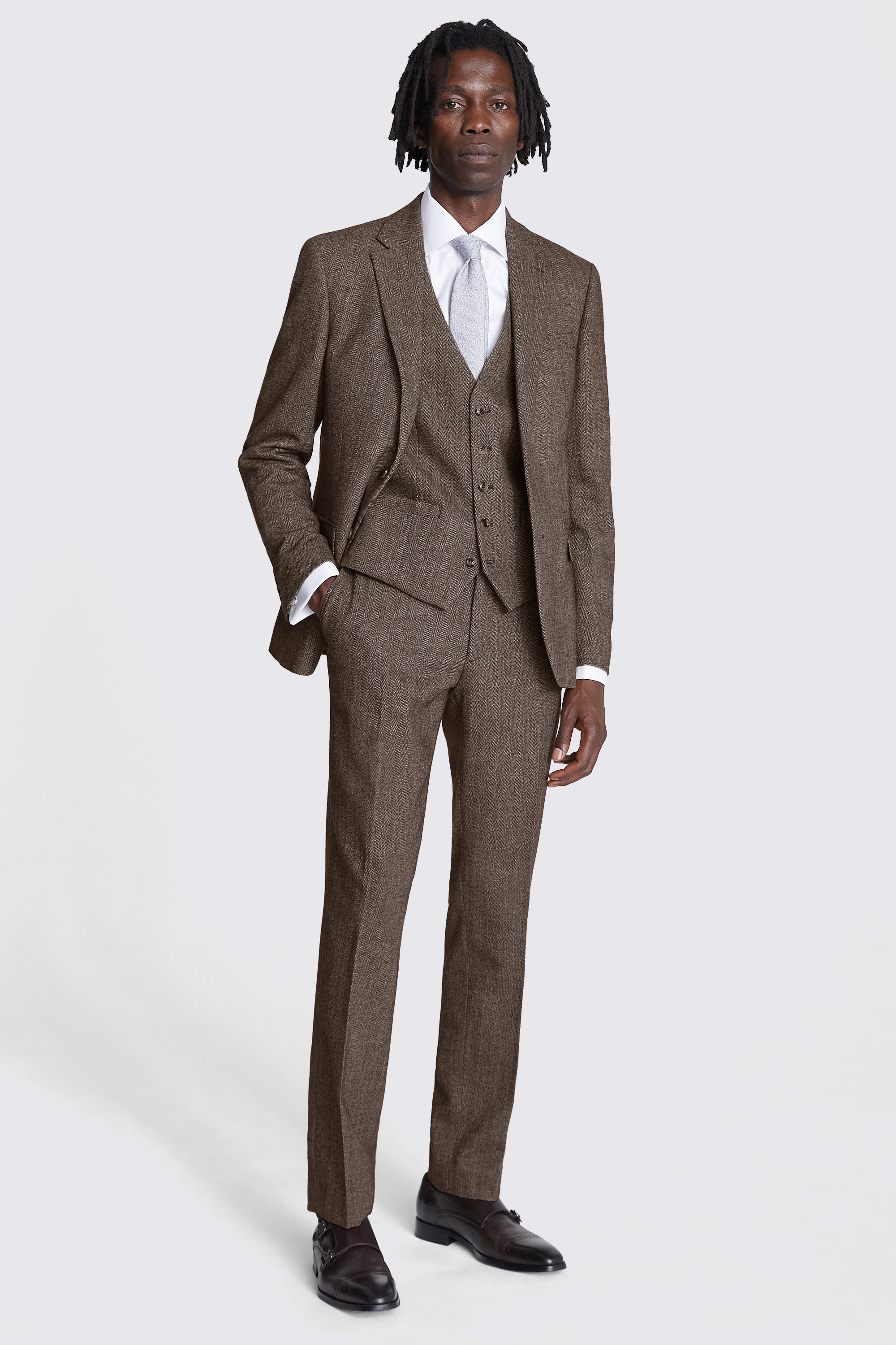 Slim Fit Brown Tweed Jacket | Buy Online at Moss