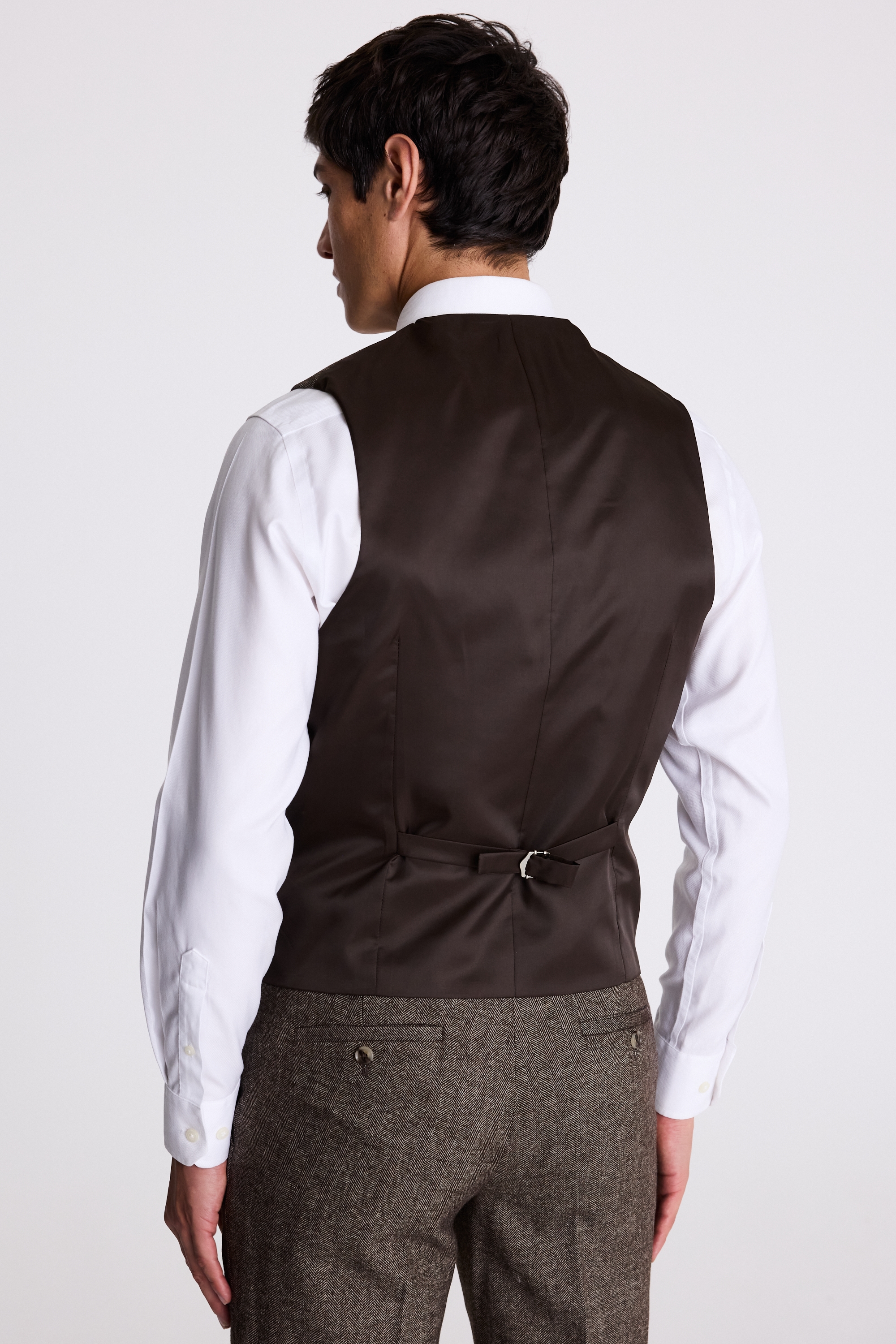 Slim Fit Brown Tweed Vest