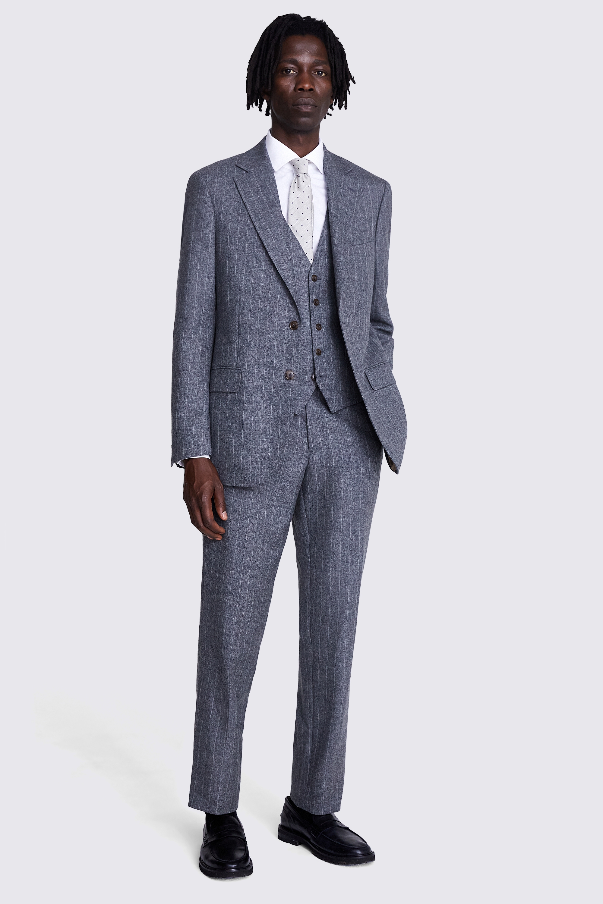 Grey Narrow Stripe Regular Fit Suit Jacket