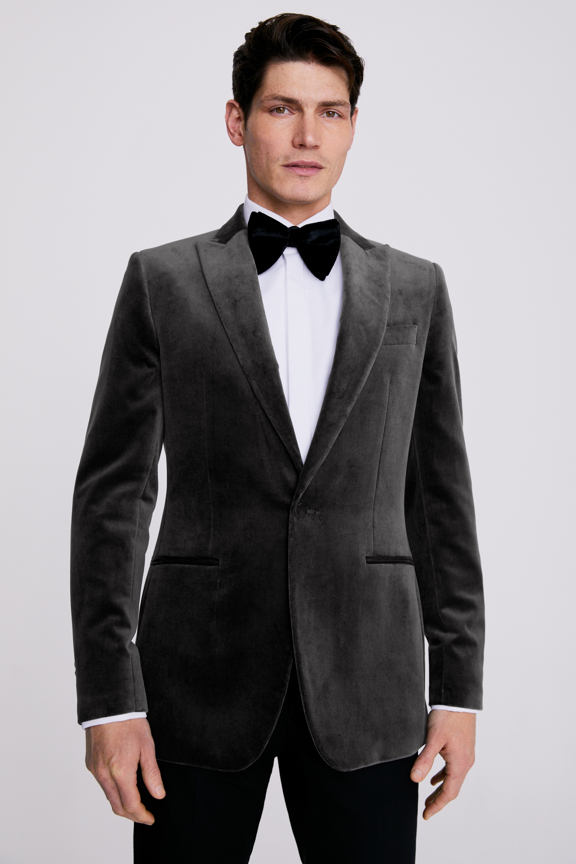 Slim Fit Charcoal Velvet Jacket | Buy Online at Moss