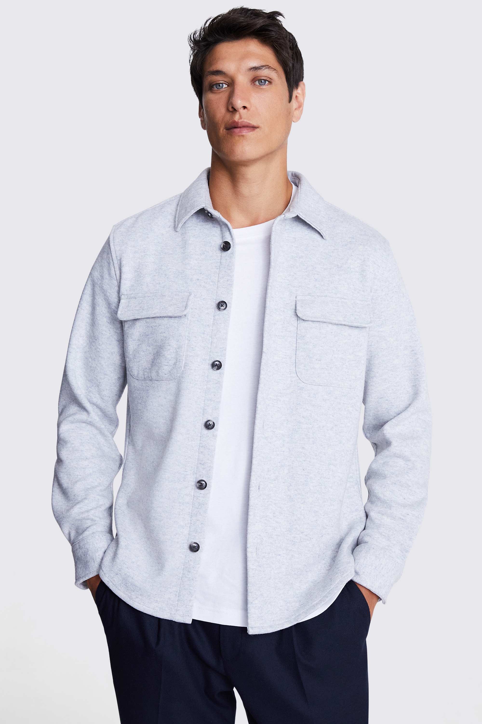 Light Grey Knitted Overshirt | Buy Online at Moss