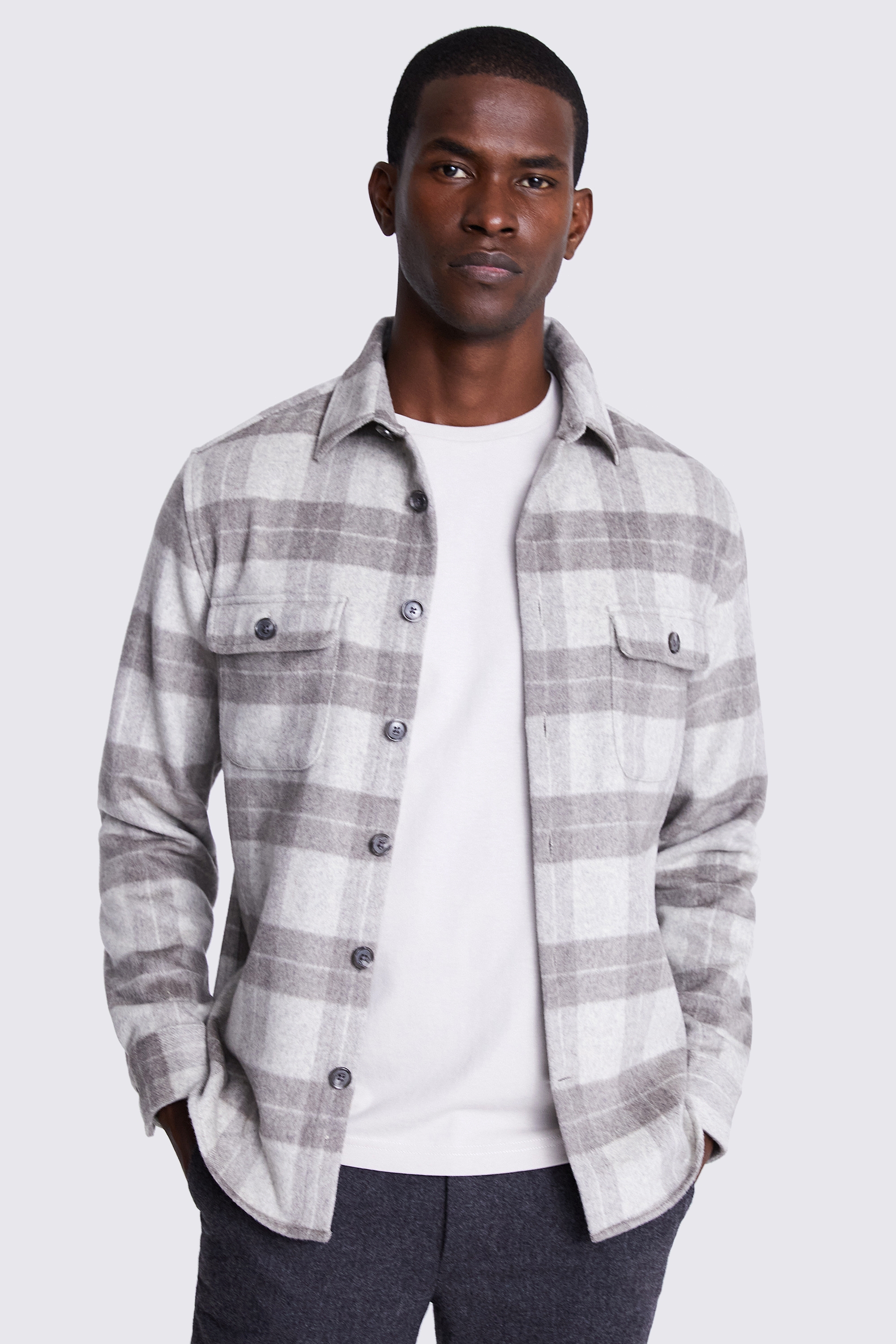 Taupe Check Overshirt | Buy Online at Moss
