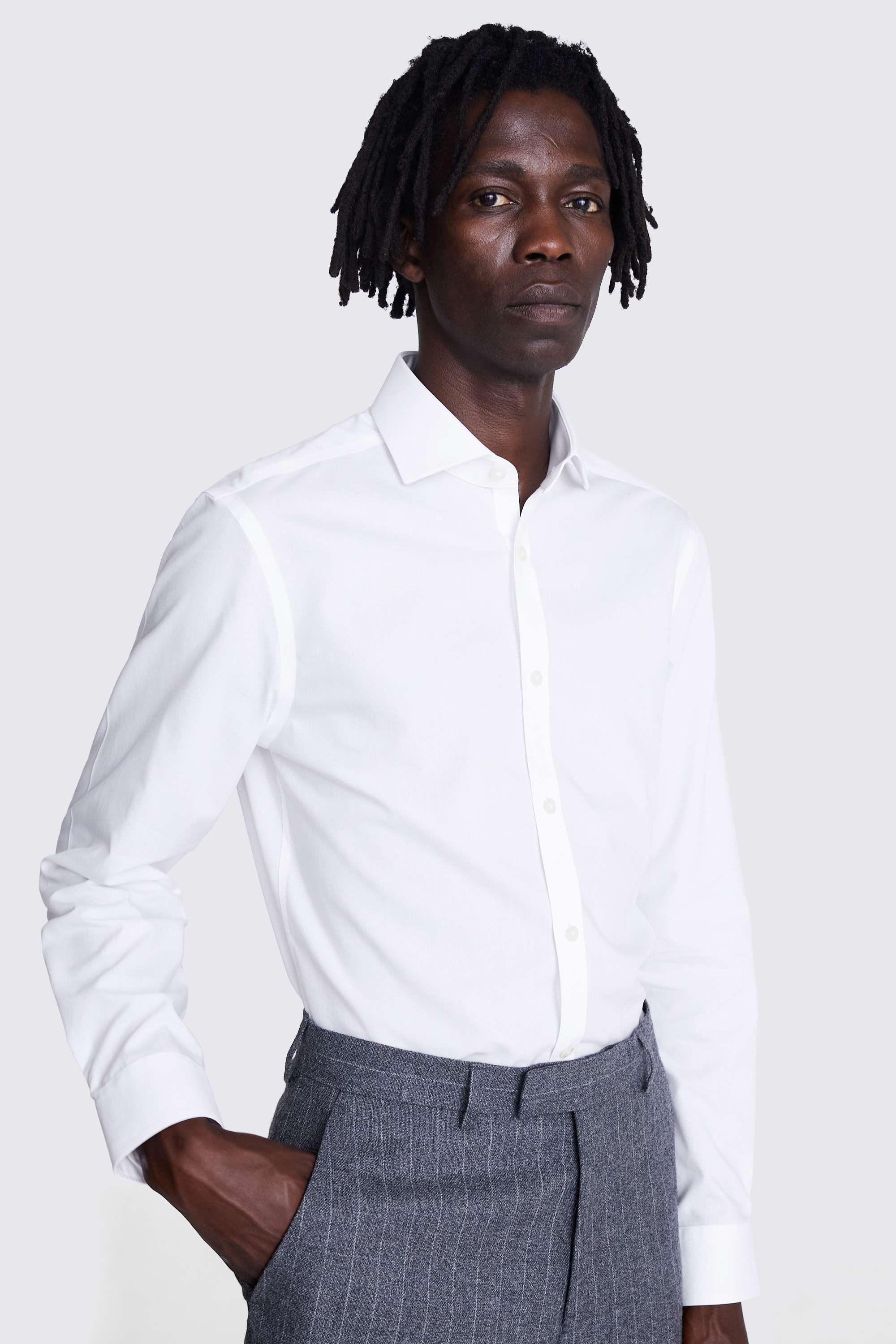 Slim Fit White Poplin Non-Iron Shirt | Buy Online at Moss