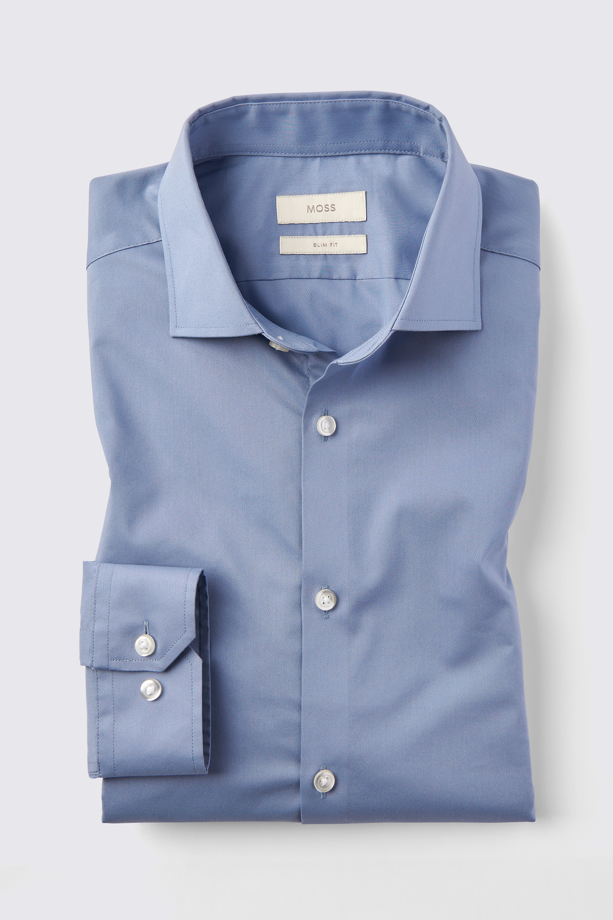 Slim Fit Mid-Blue Stretch Shirt