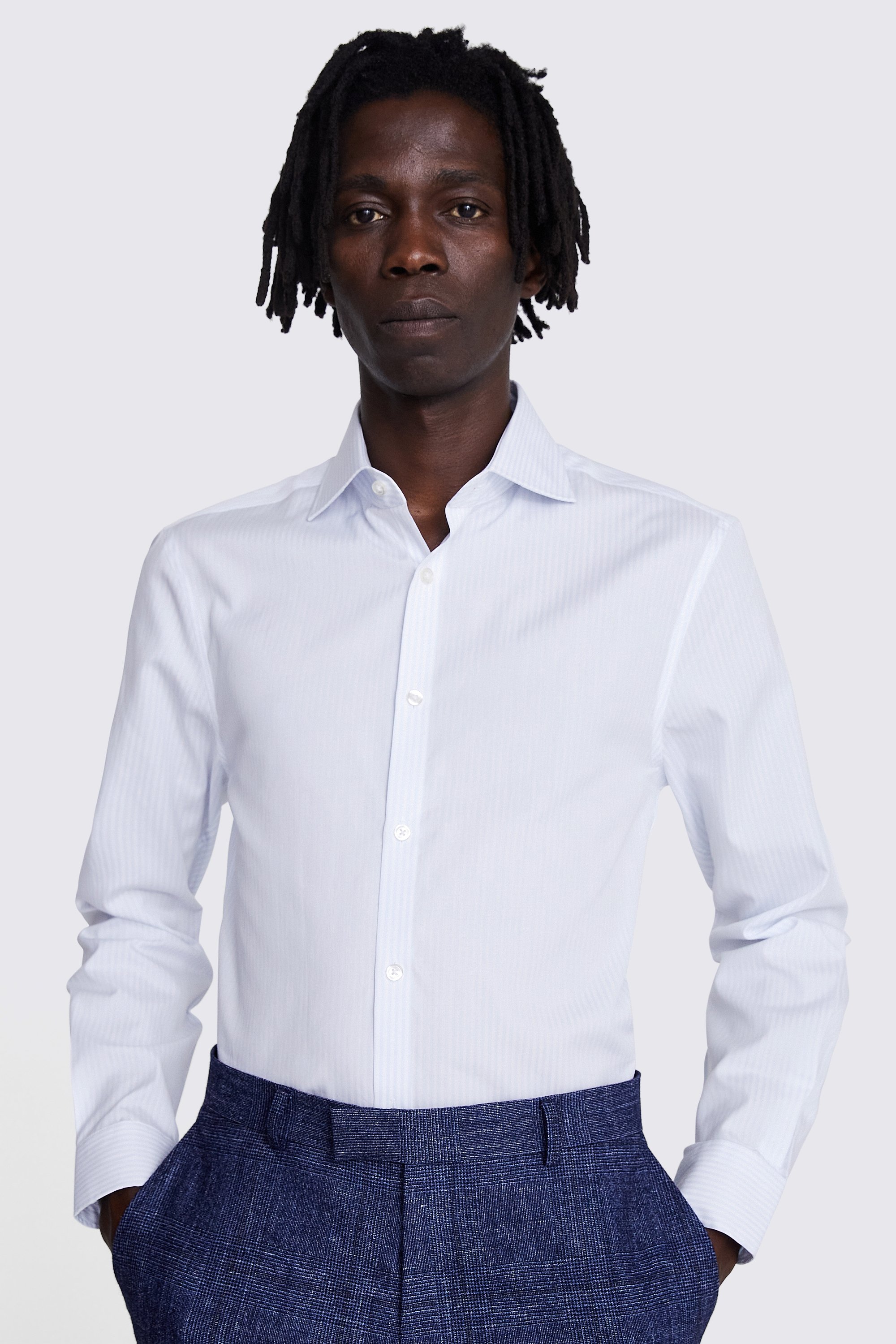 Slim Fit Sky Bengal Stripe Shirt | Buy Online at Moss