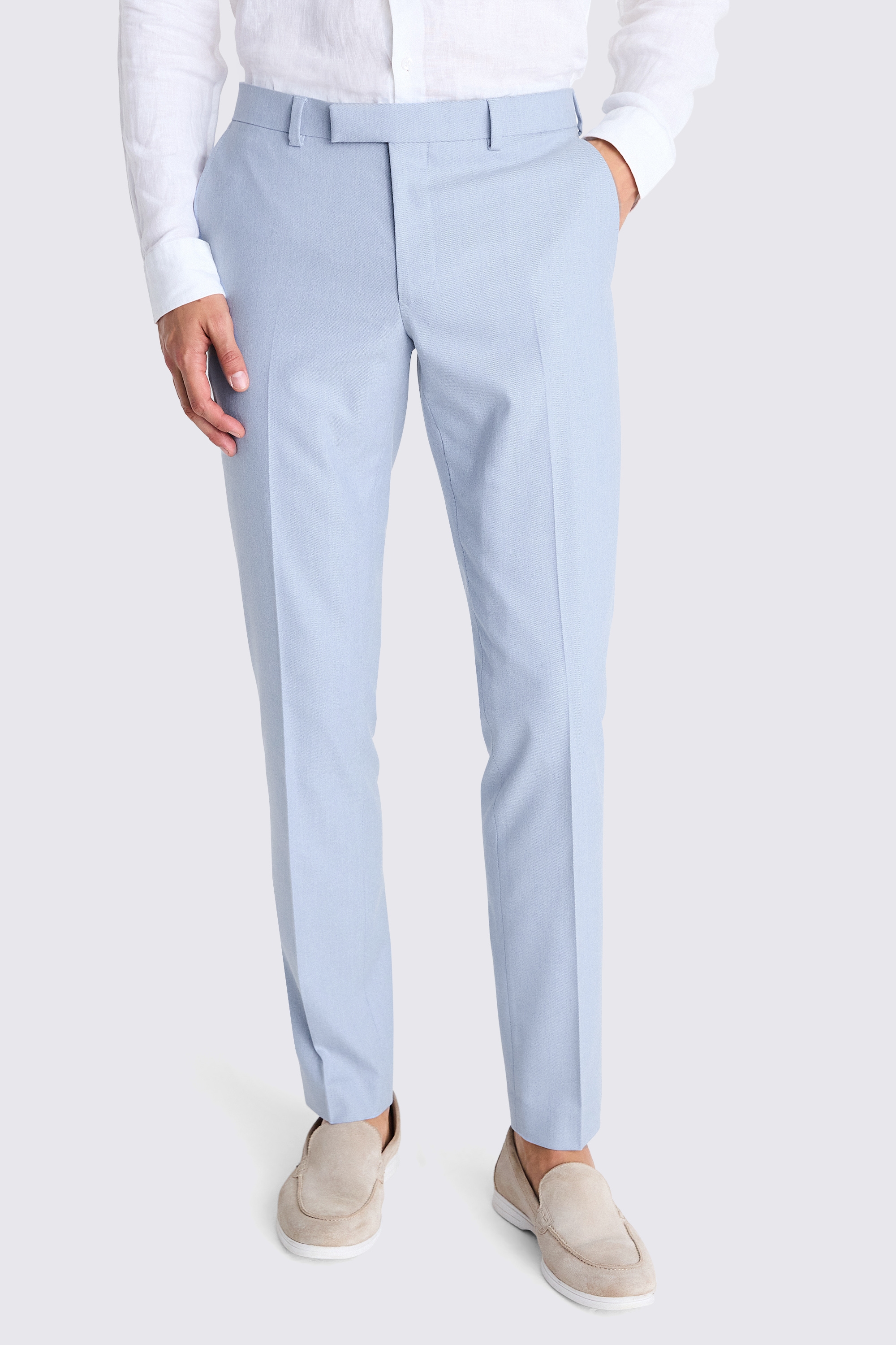 Slim Fit Light Blue Flannel Trousers 