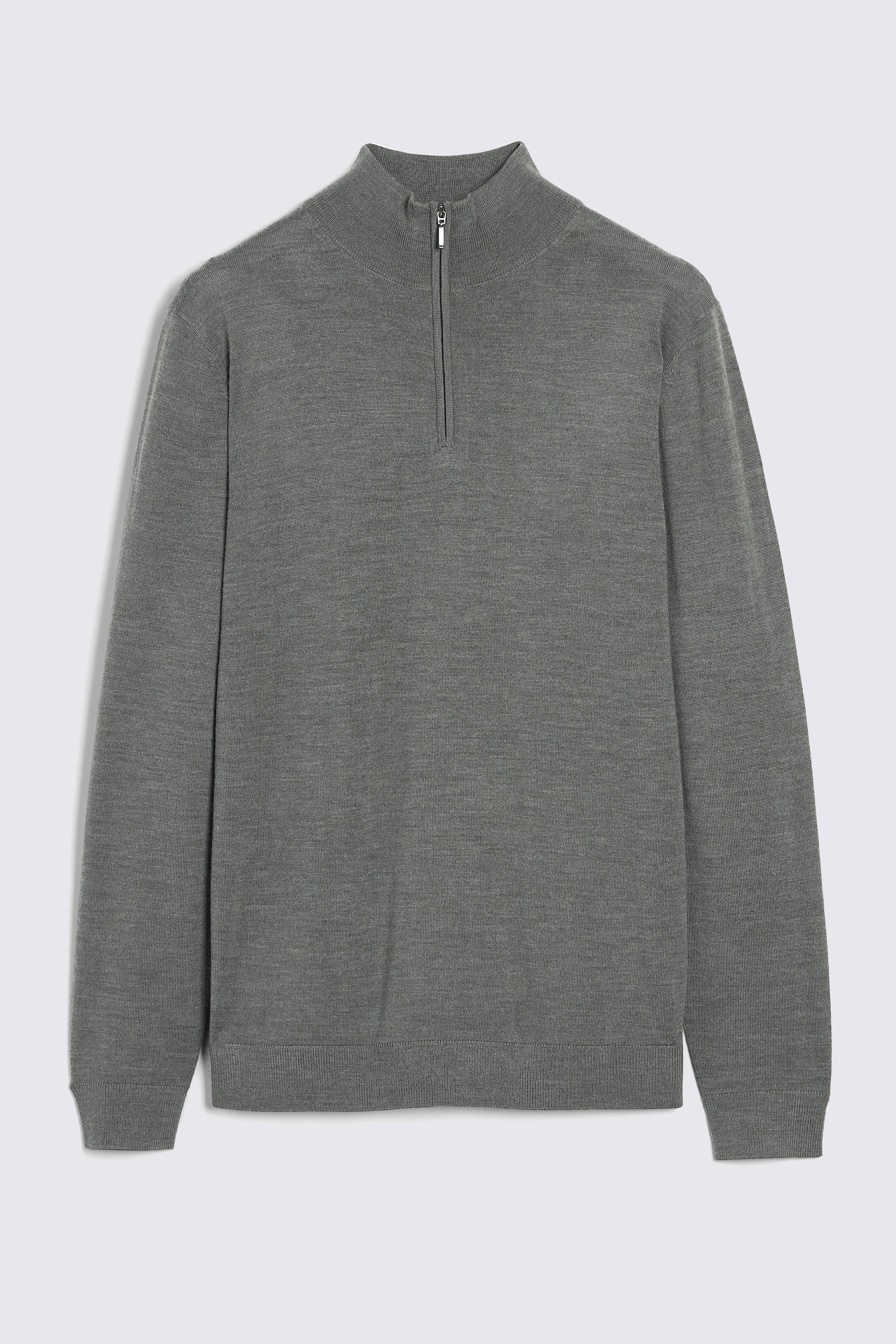 Khaki Merino Zip-Neck Jumper