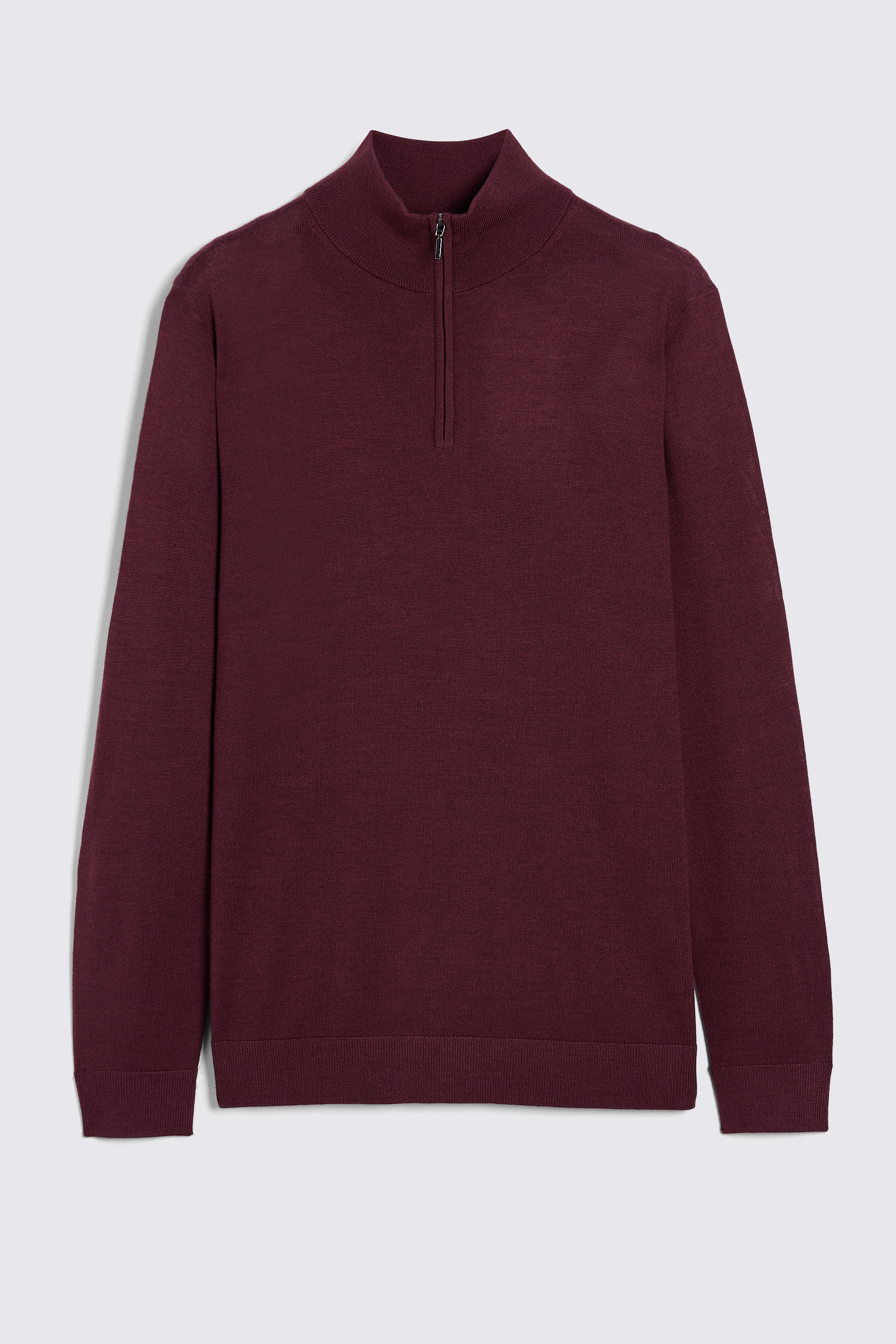 Cerise Merino-Blend Zip-Neck Jumper