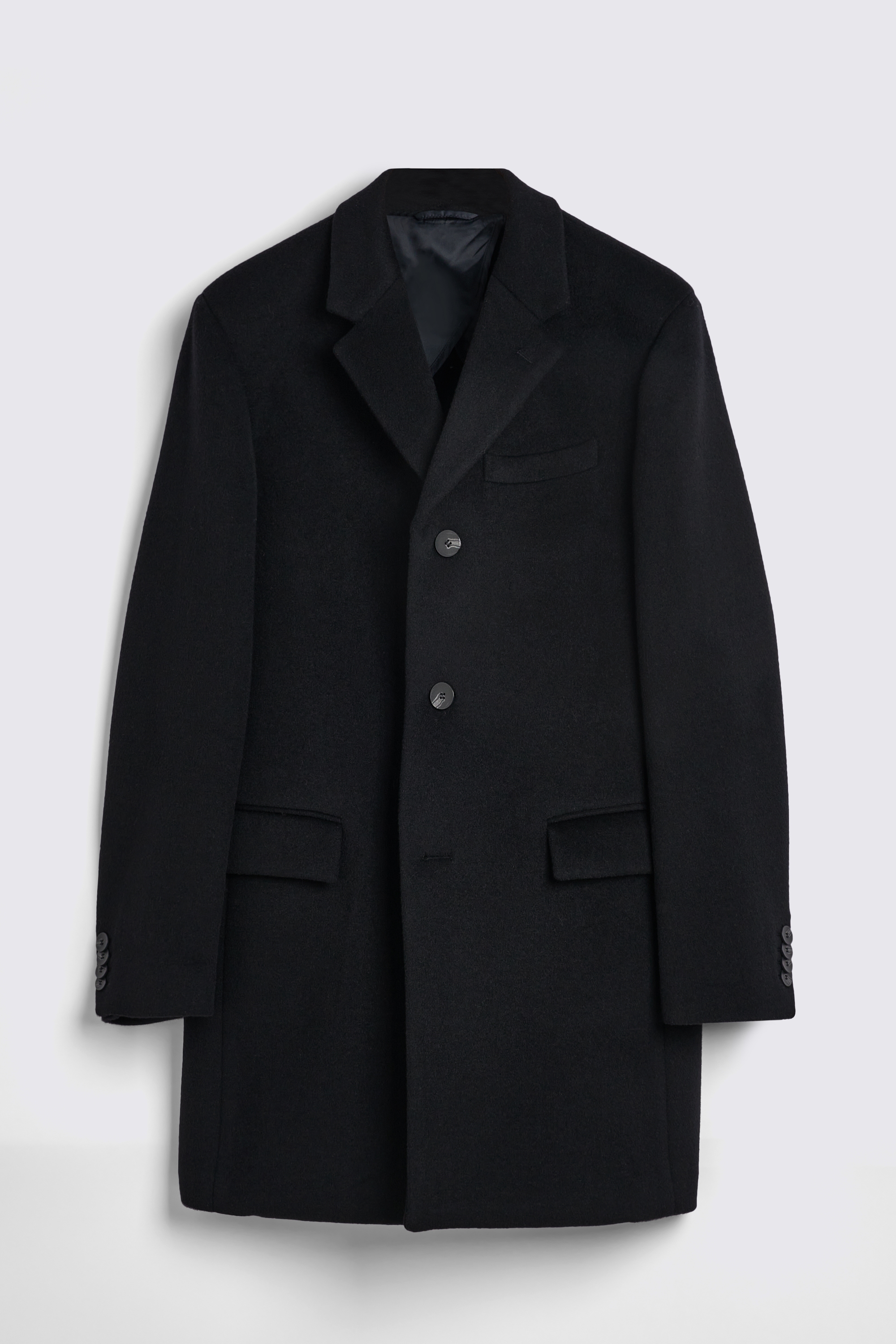 Black Wool Cashmere Blend Overcoat