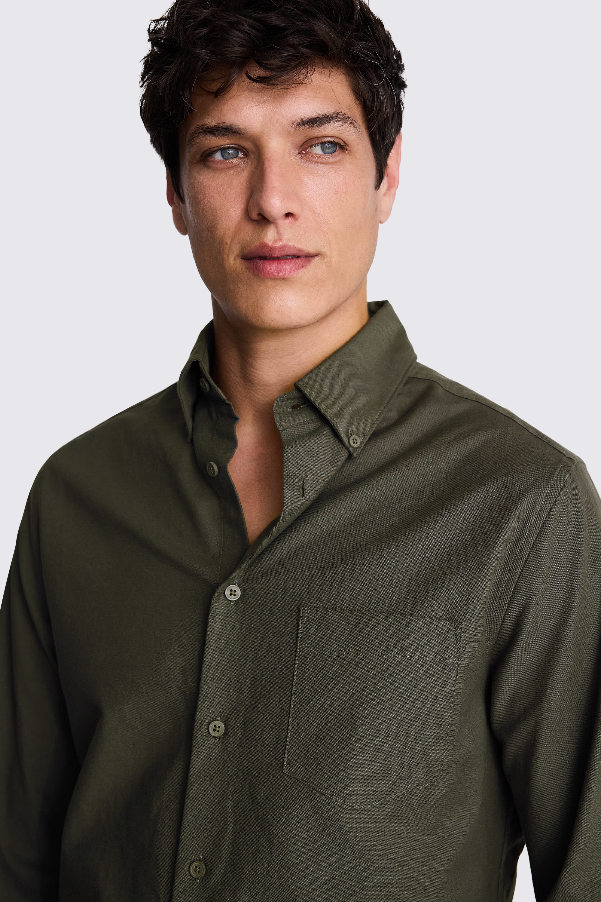Dark Green Washed Oxford Shirt