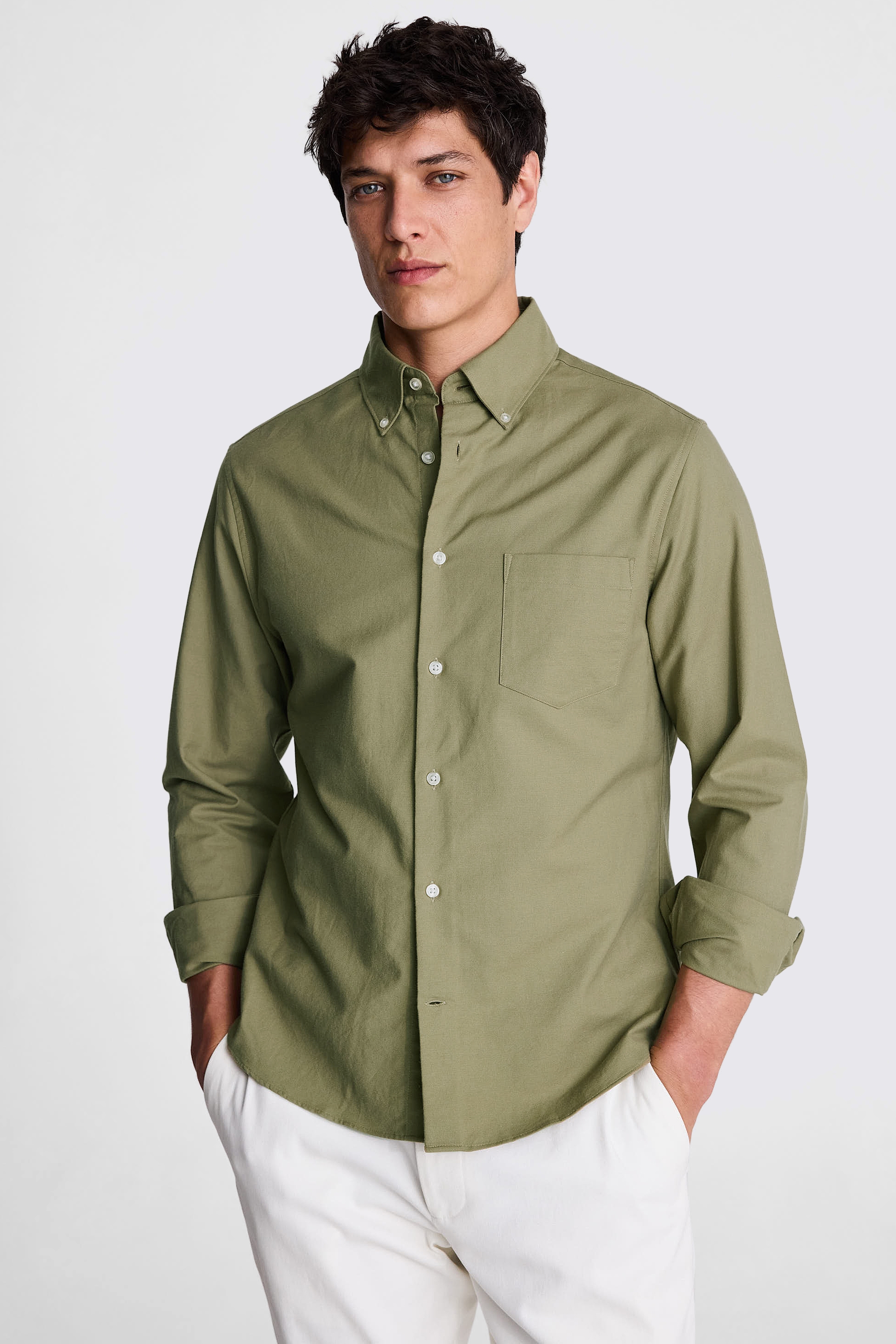 Olive Washed Oxford Shirt