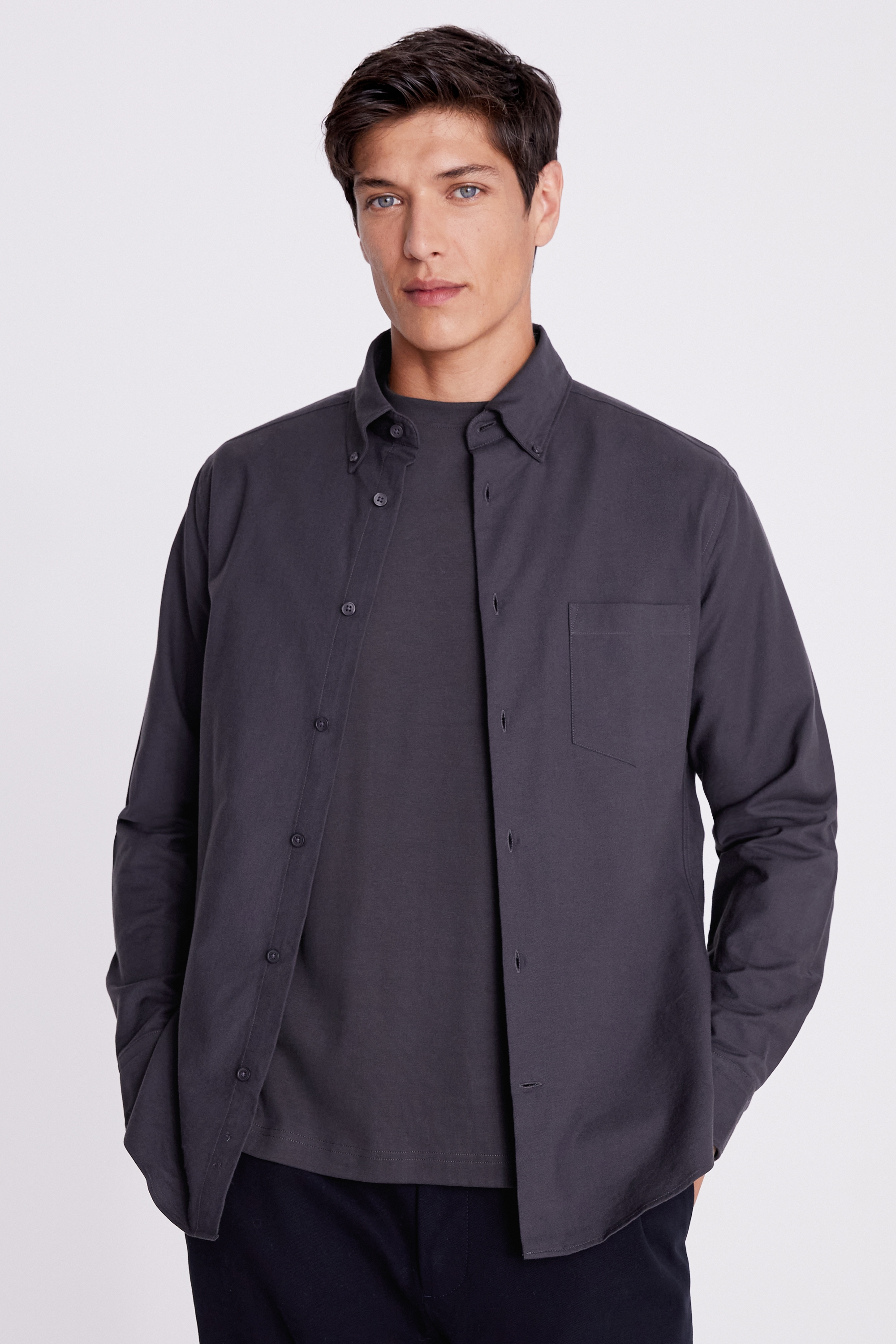 Charcoal Washed Oxford Shirt | Buy Online at Moss