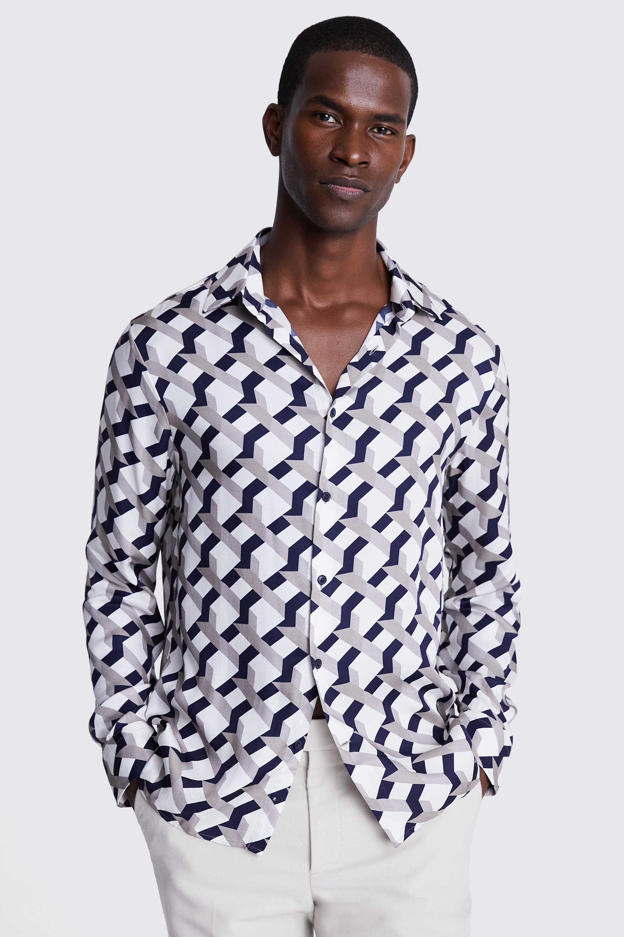GEORGE MUD GEO CORAL MENS PRINTED SHIRT