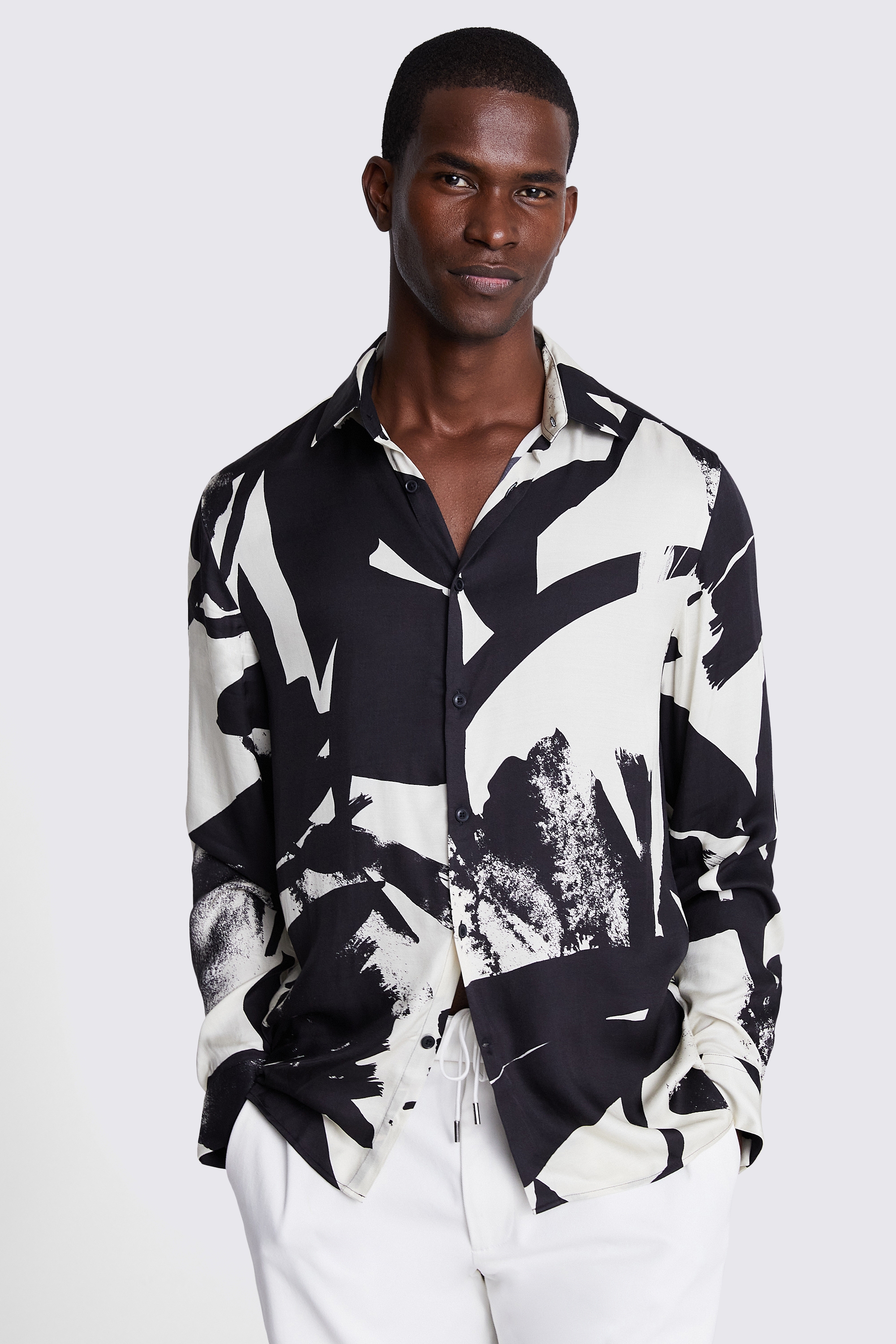 Off White & Black Abstract Printed Shirt | Buy Online at Moss