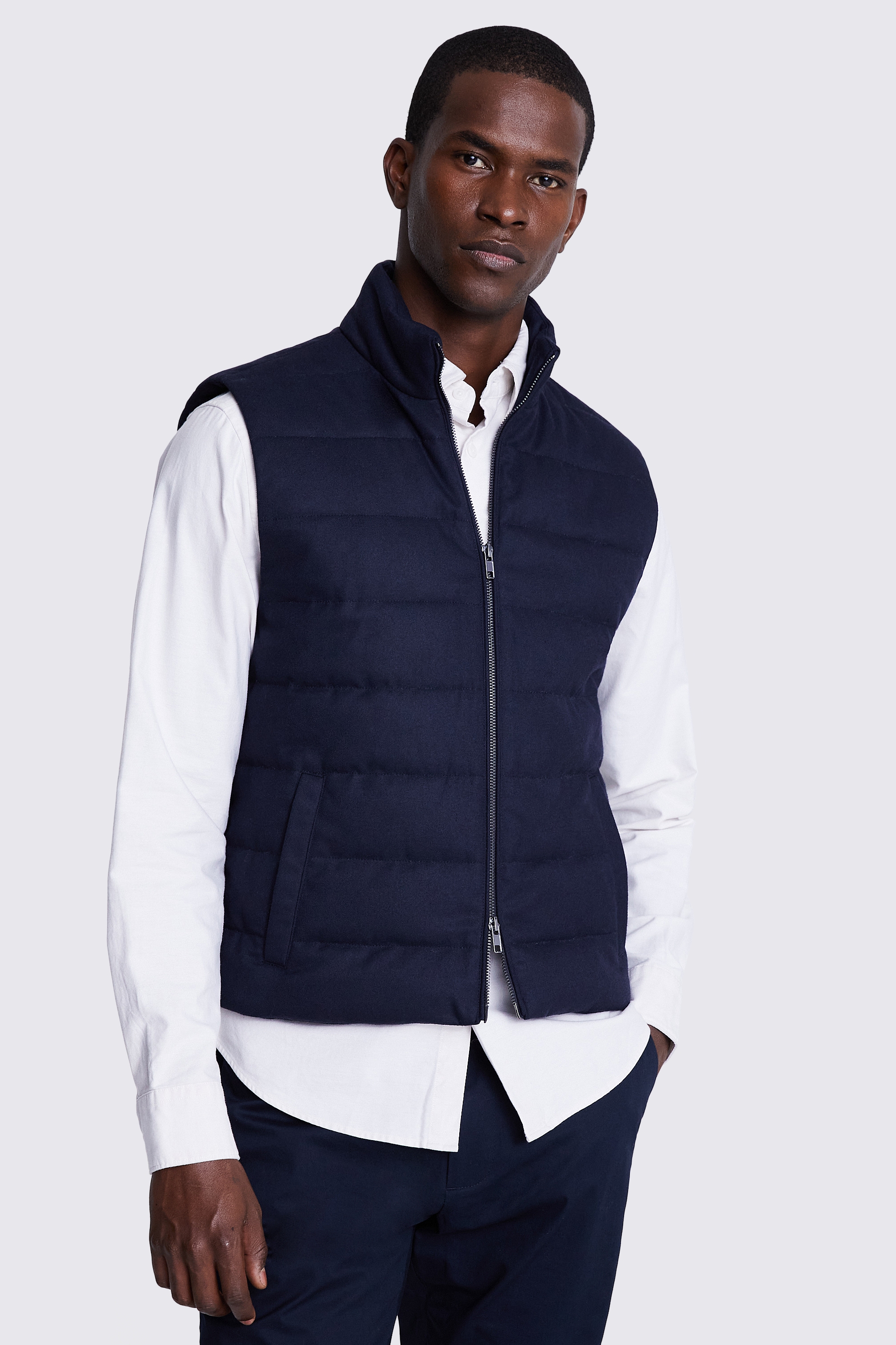Navy Flannel Gilet | Buy Online at Moss