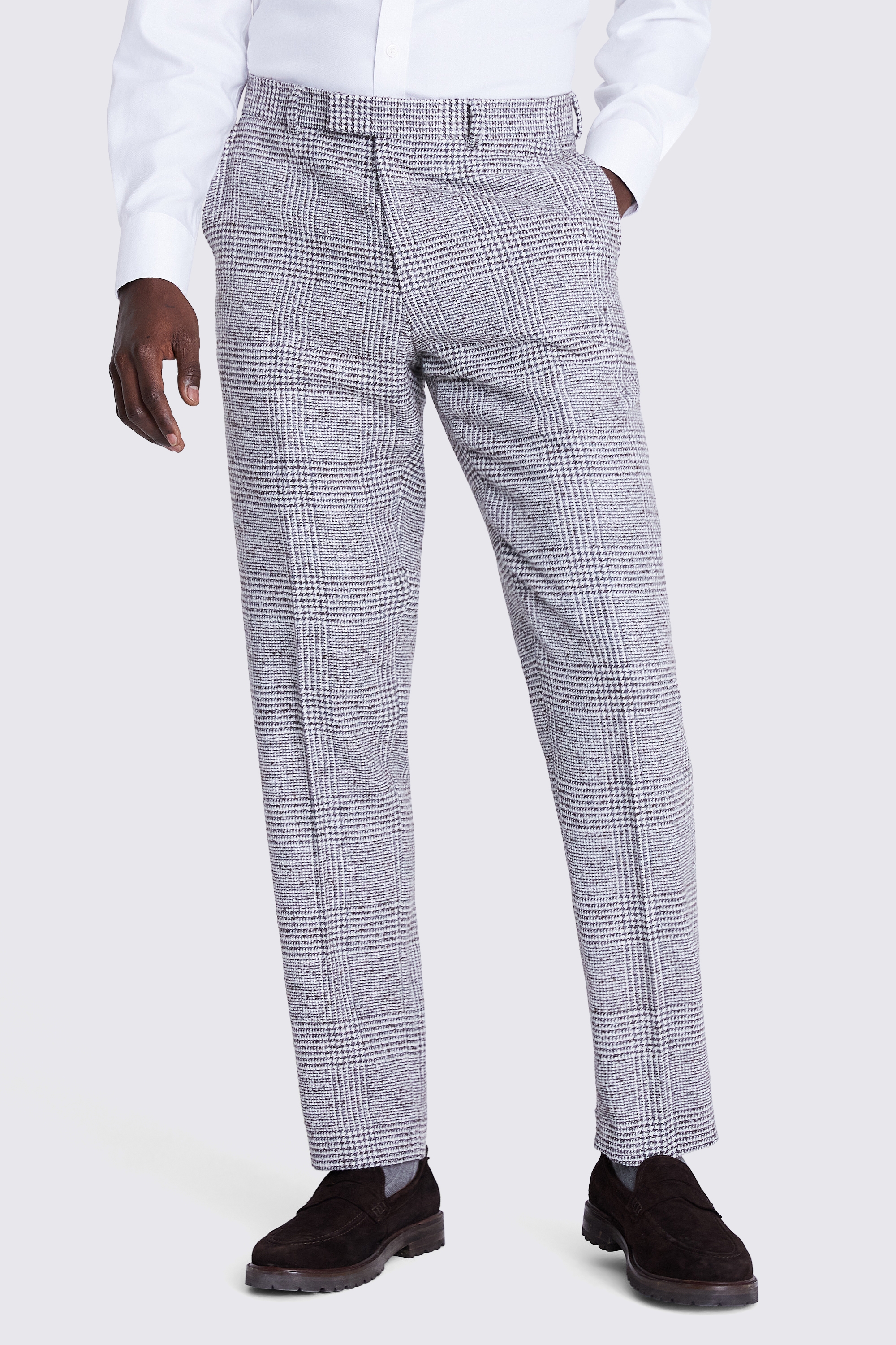 Tailored Fit Grey Check Tweed Jacket | Buy Online at Moss