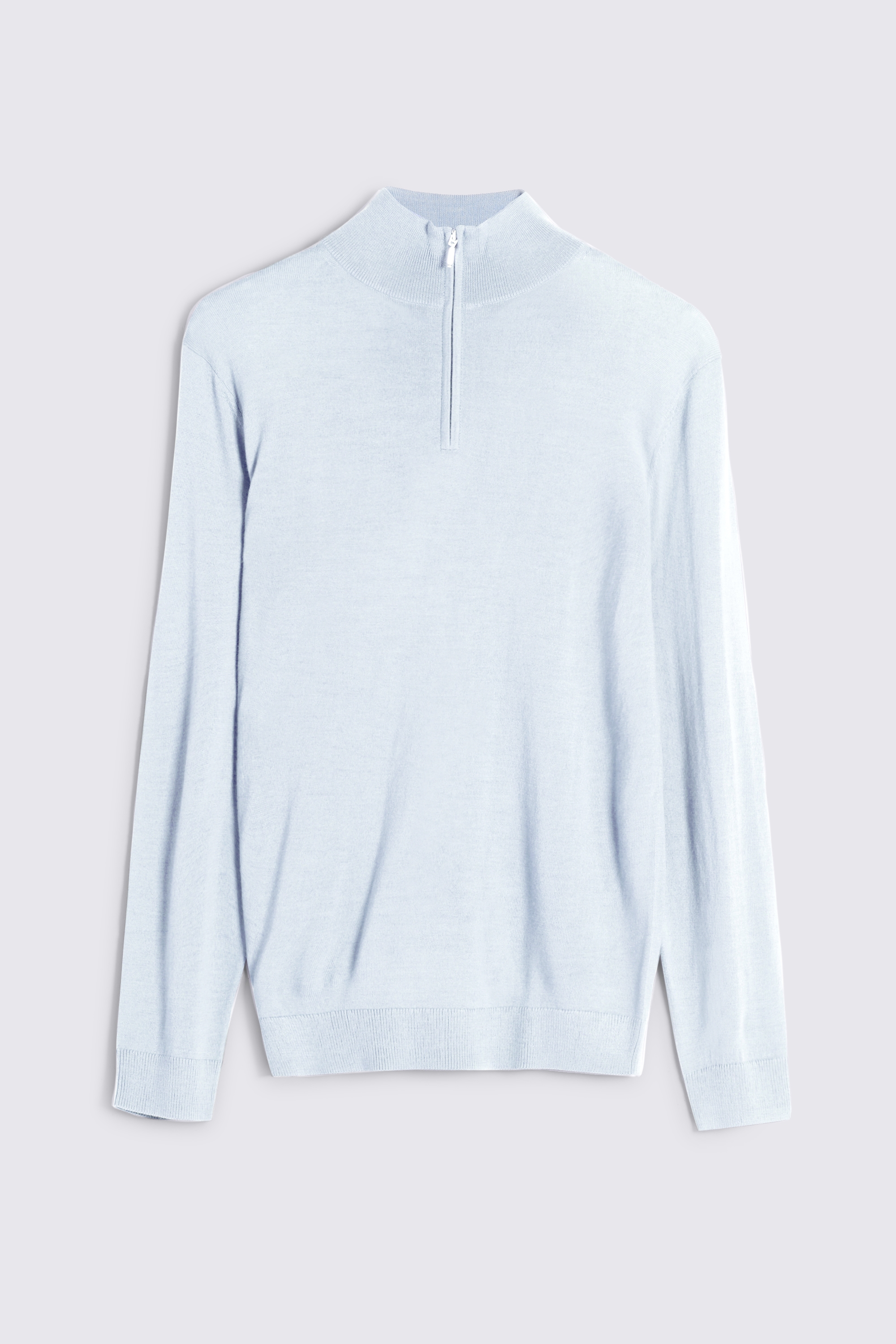 Sky Blue Merino Zip-Neck Jumper