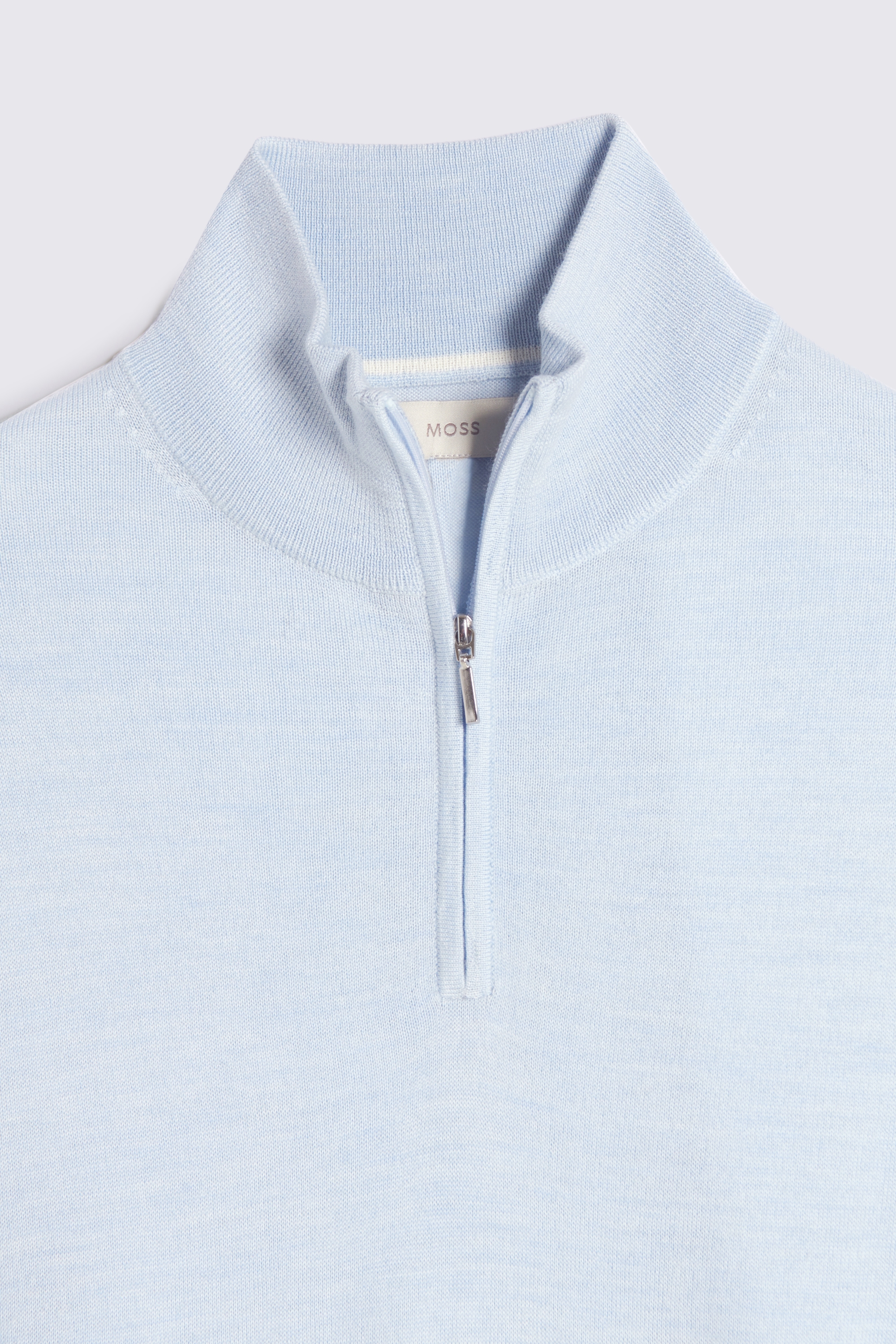 Sky Blue Merino Zip-Neck Jumper