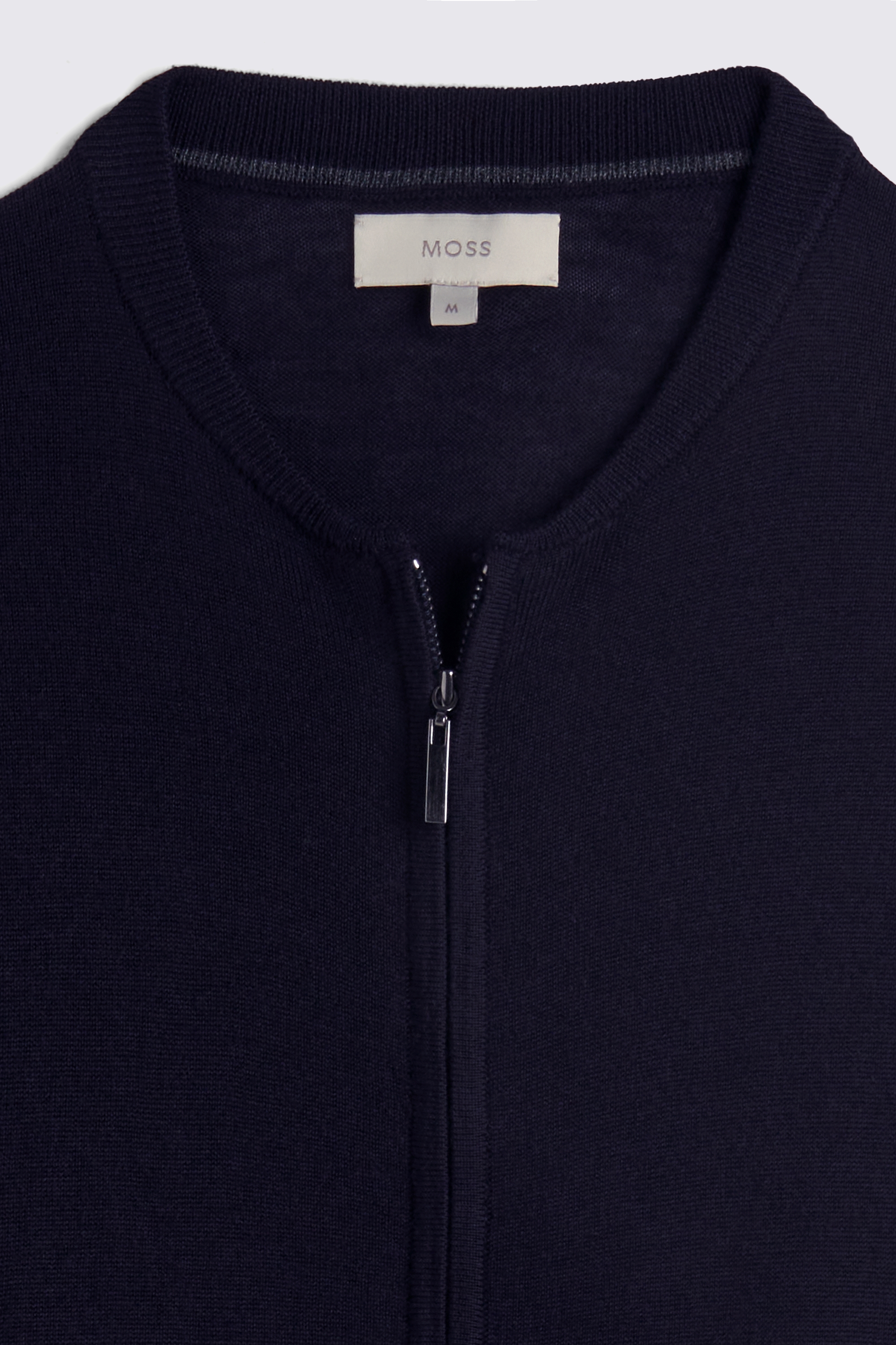 Navy Milano Knit Zip-Through Cardigan