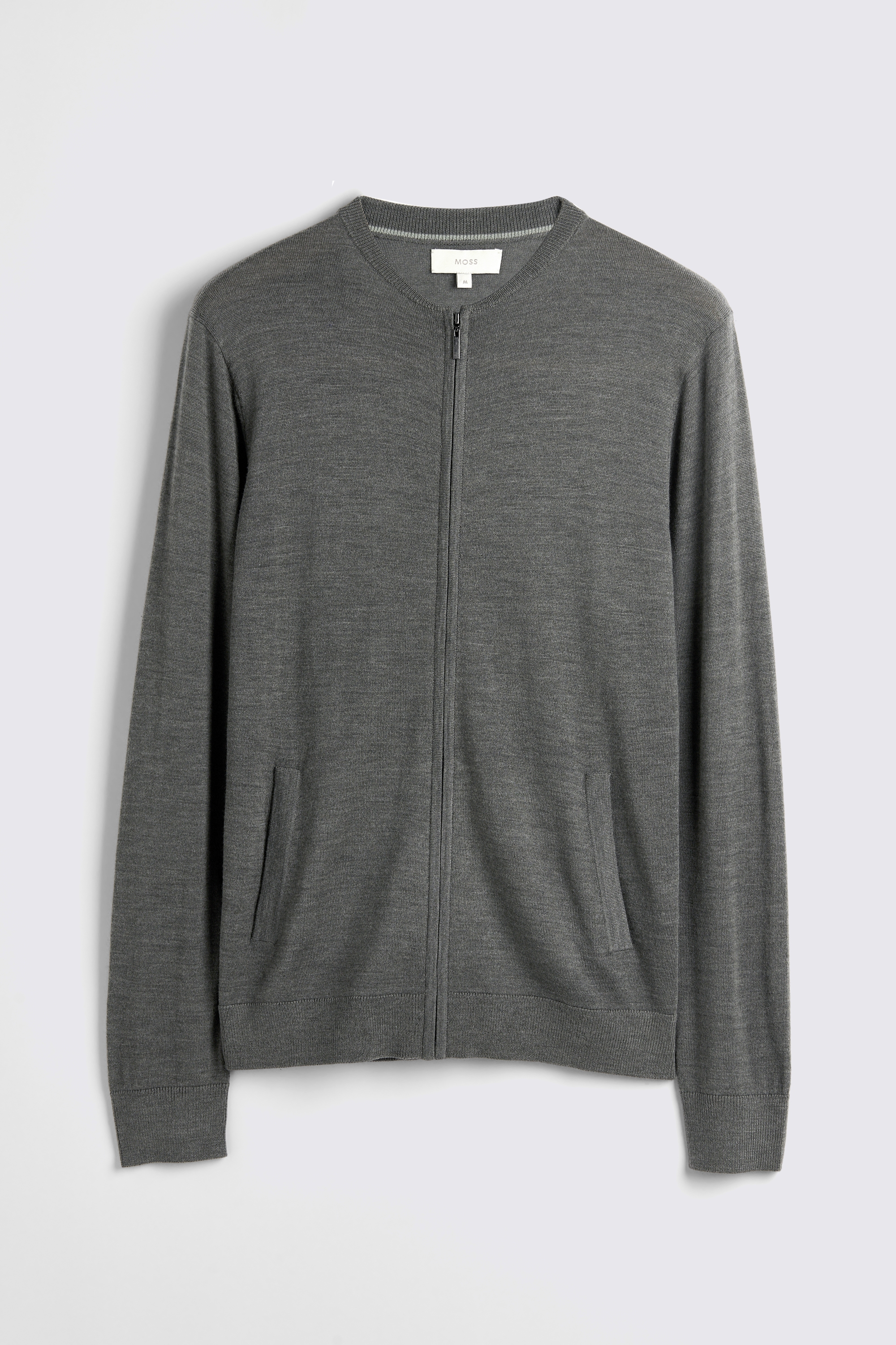 Khaki Milano Knit Zip-Through Cardigan