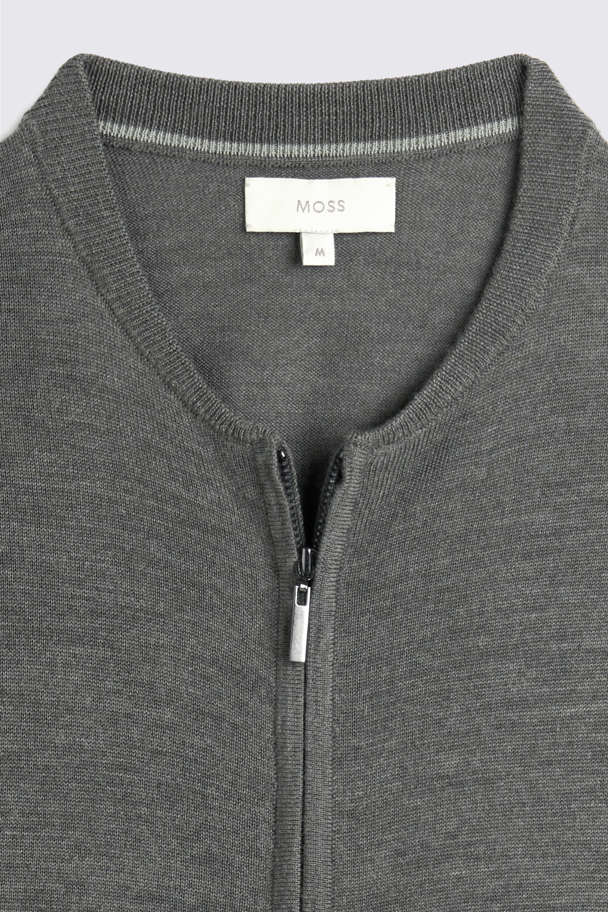 Khaki Milano Knit Zip-Through Cardigan