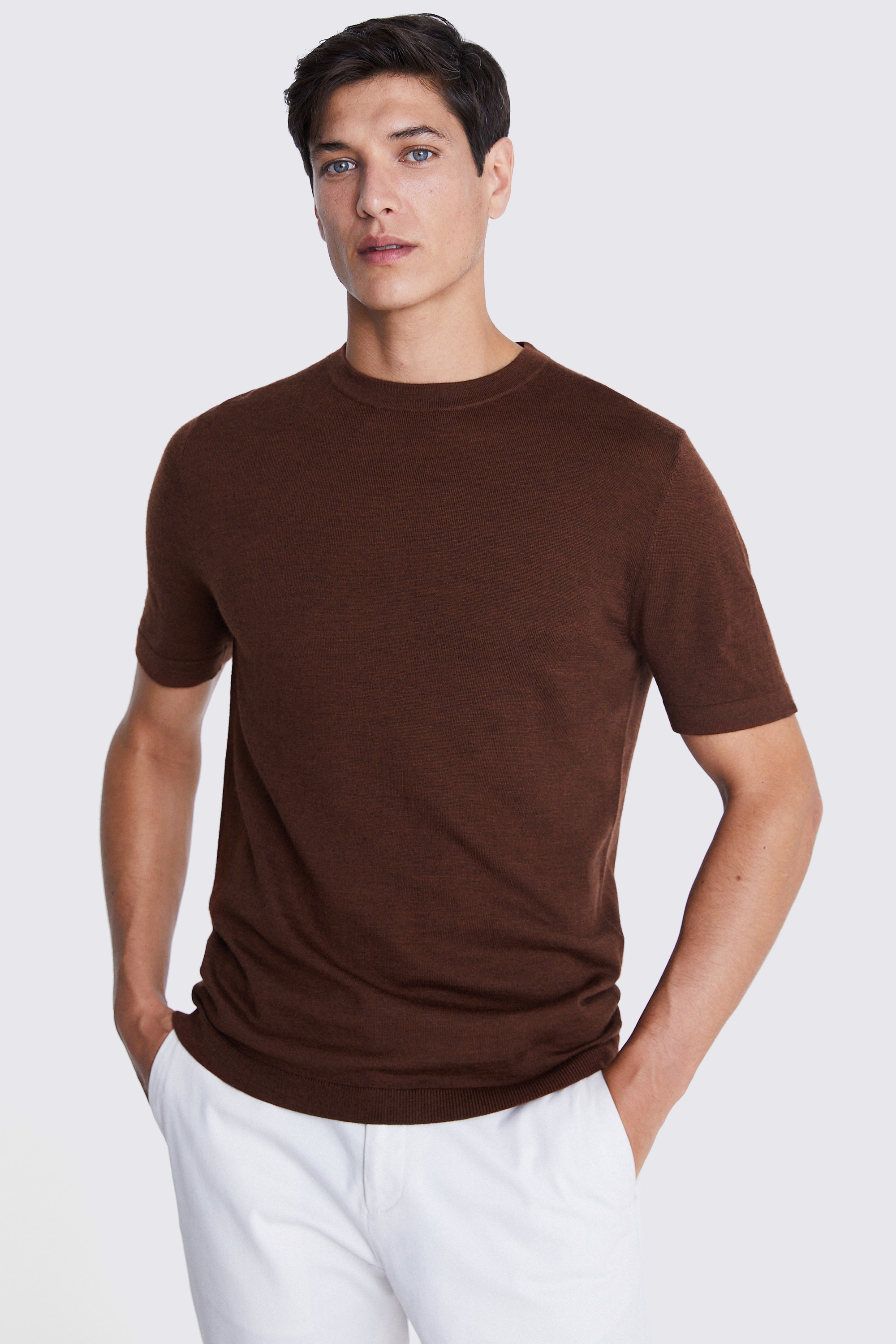 Rust Merino Crew-Neck T-Shirt