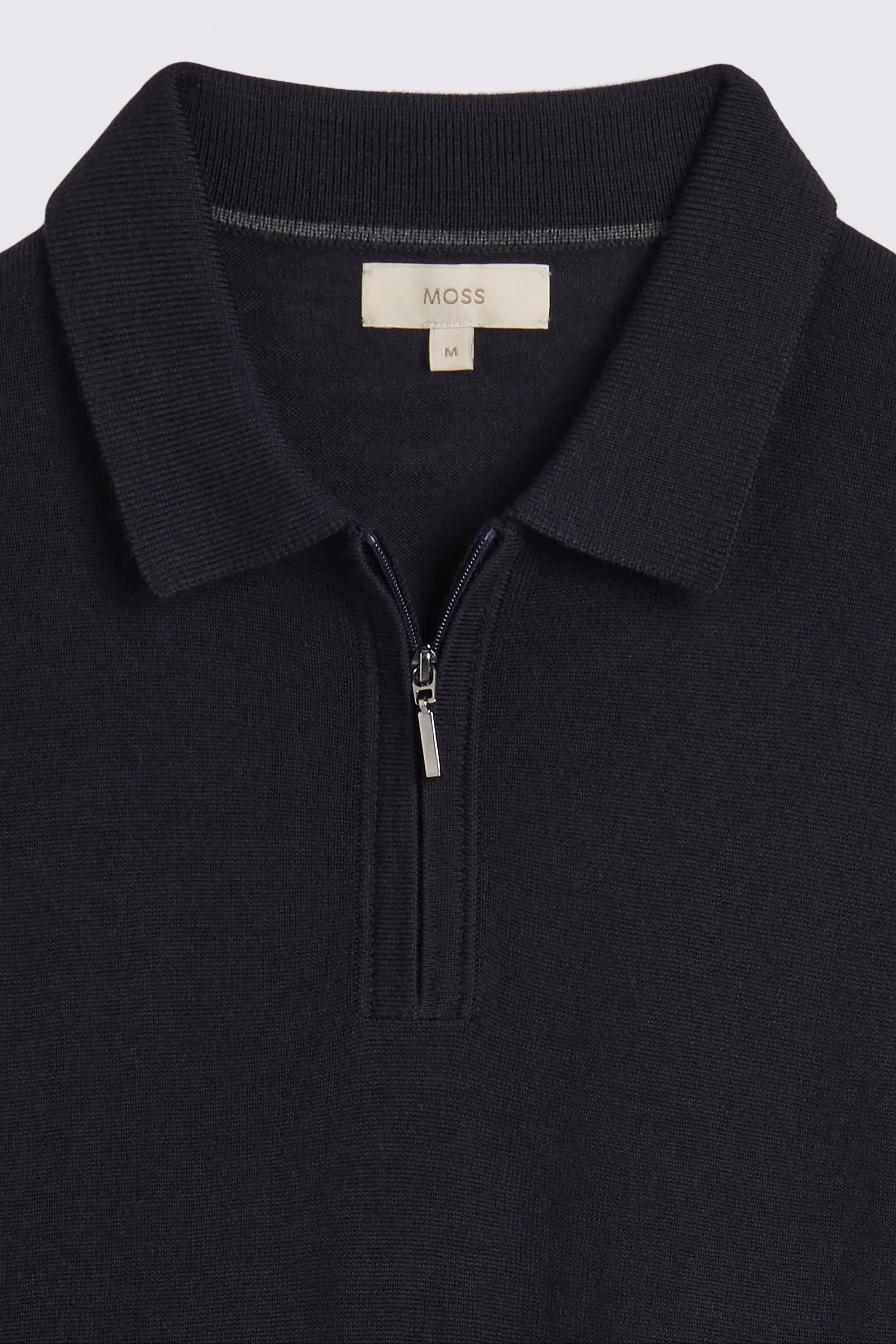 Navy Merino Quarter Zip Polo Shirt