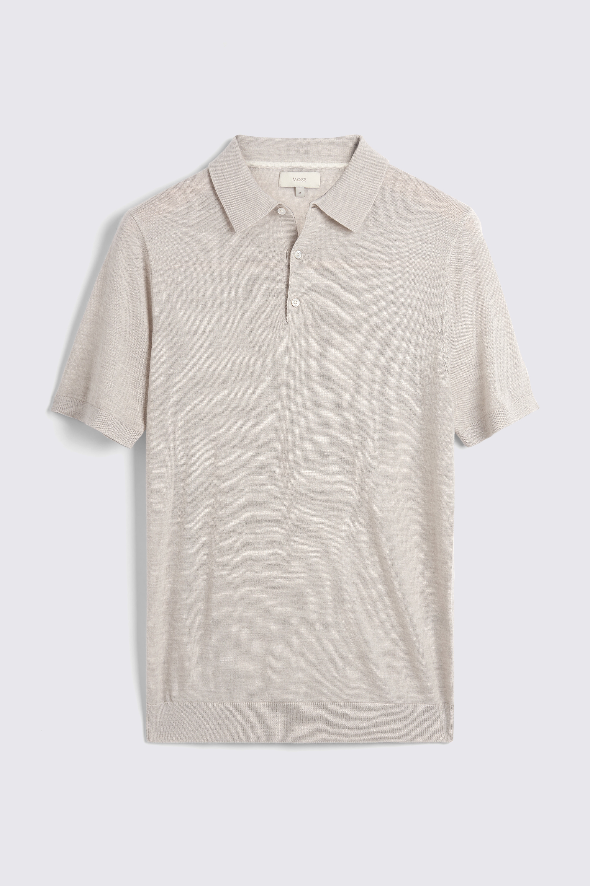 Oatmeal Merino 3 Button Polo Shirt