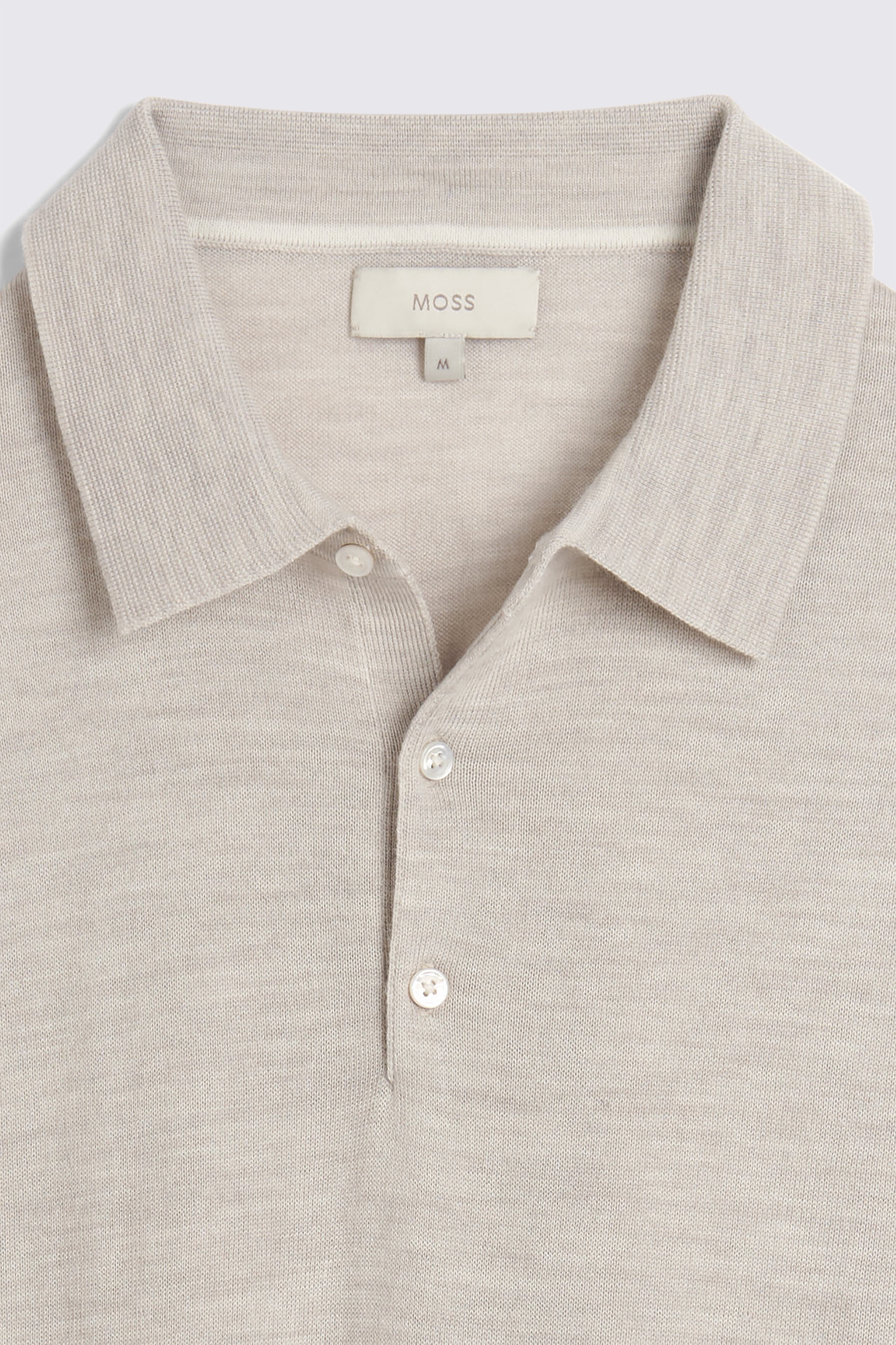 Oatmeal Merino 3 Button Polo Shirt