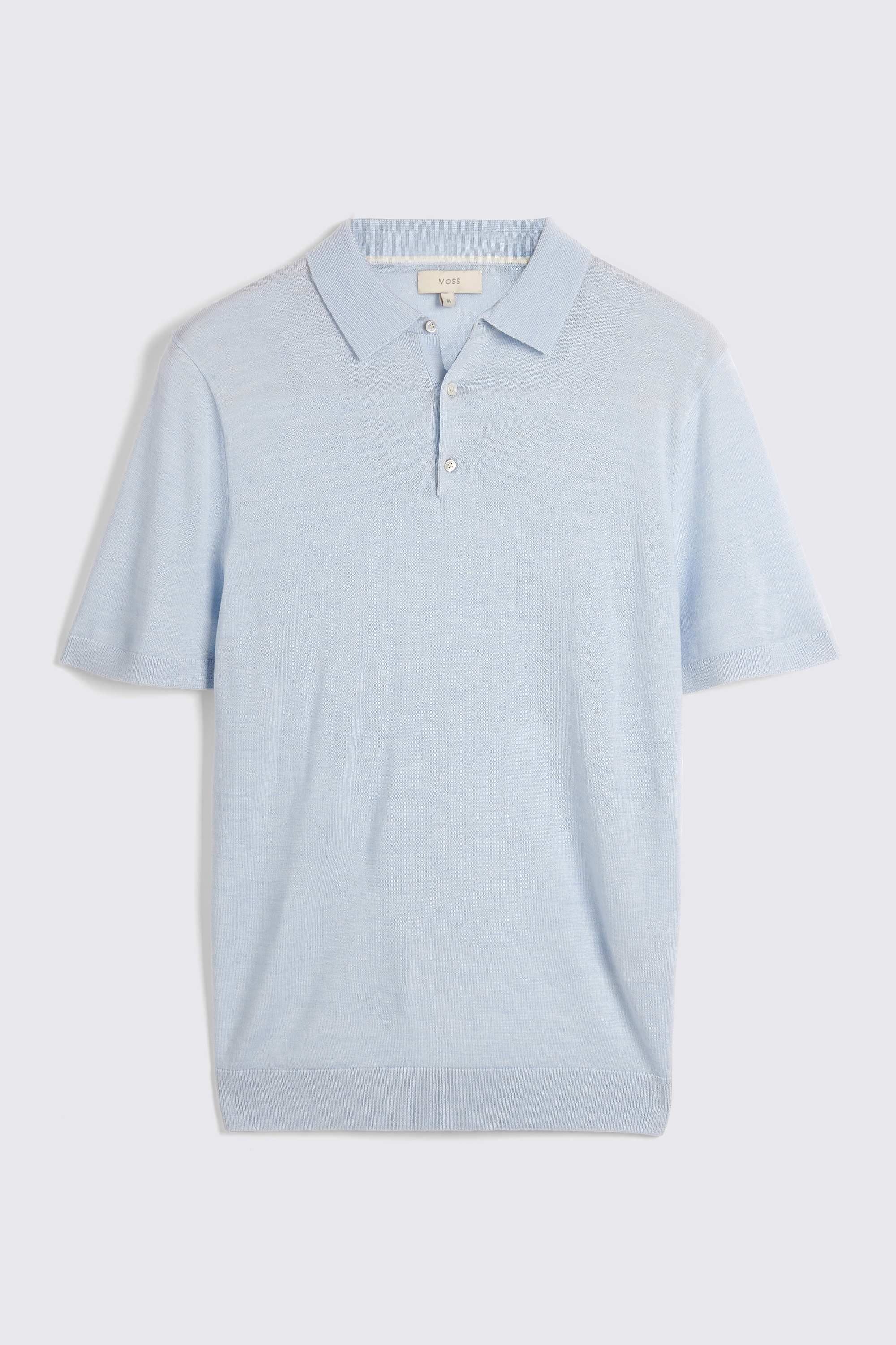 Sky Blue Merino 3 Button Polo Shirt