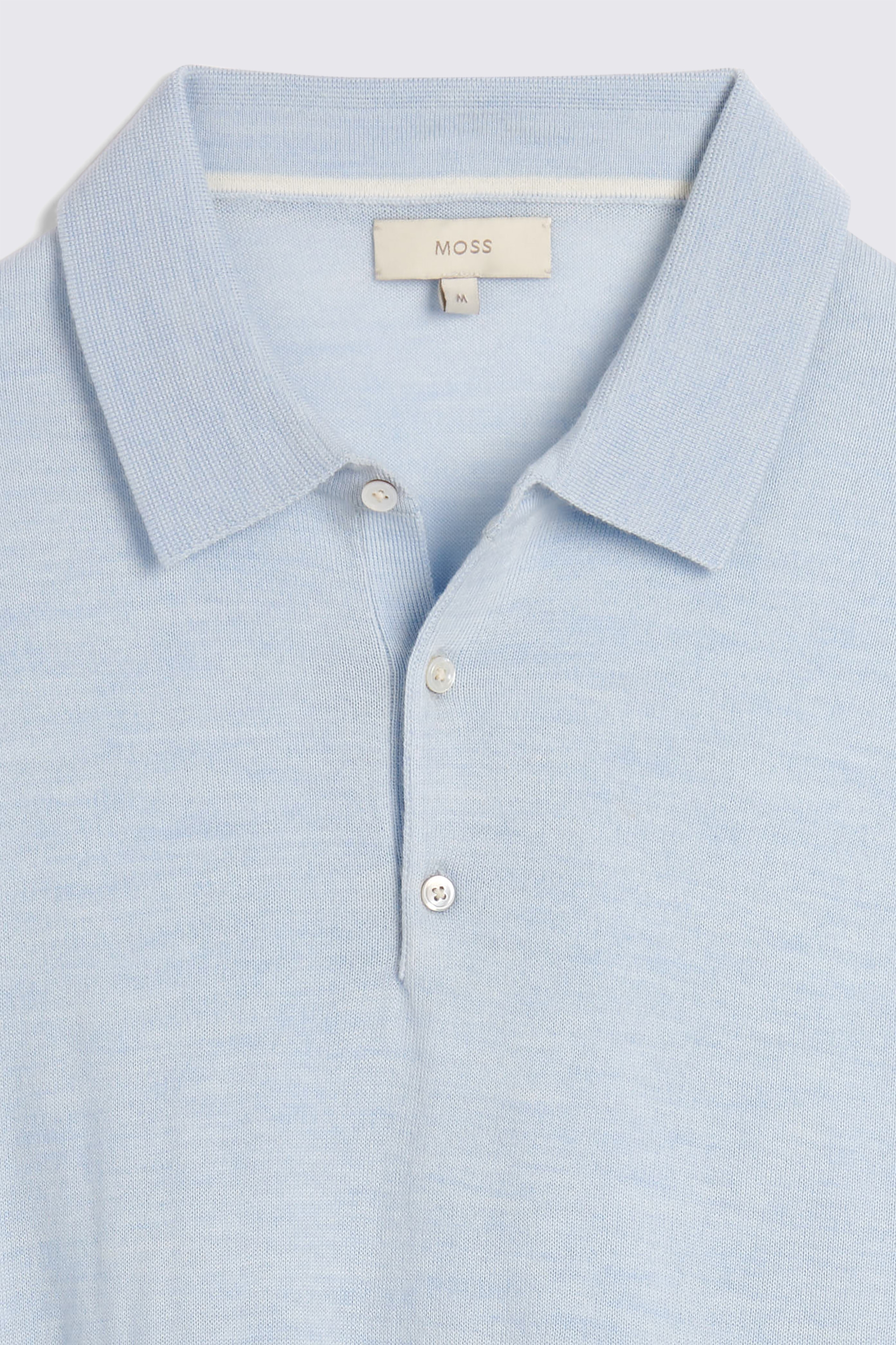 Sky Blue Merino 3 Button Polo Shirt