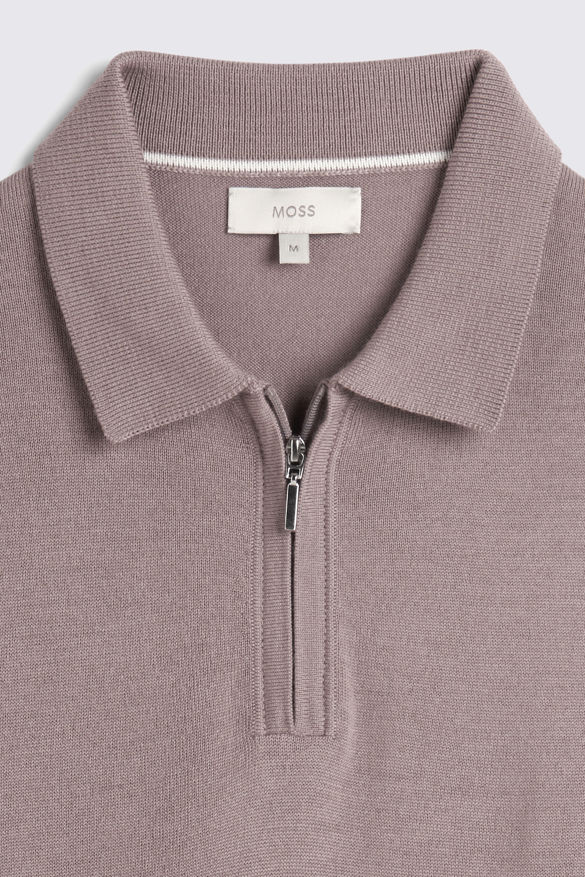 Pink Merino Quarter Zip Polo Shirt