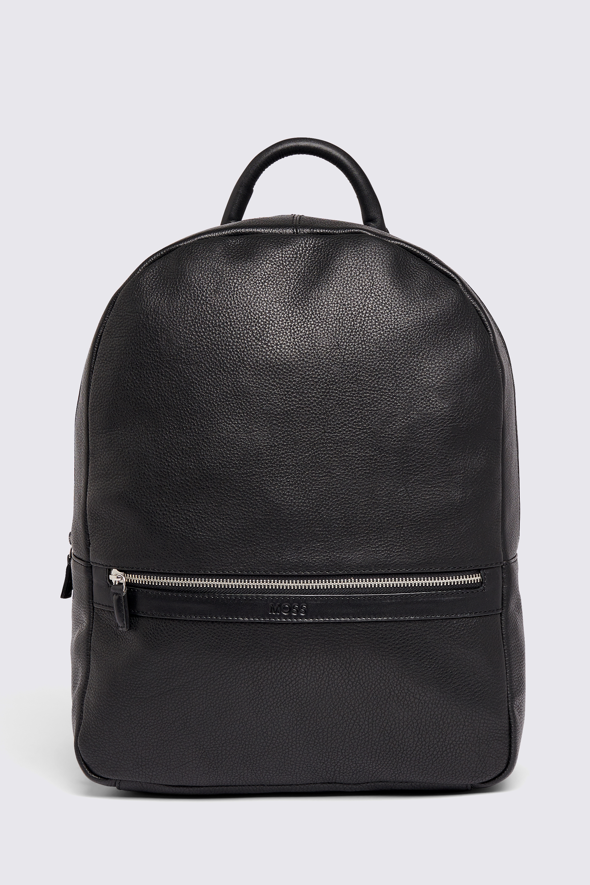 Black Grained Leather Backpack