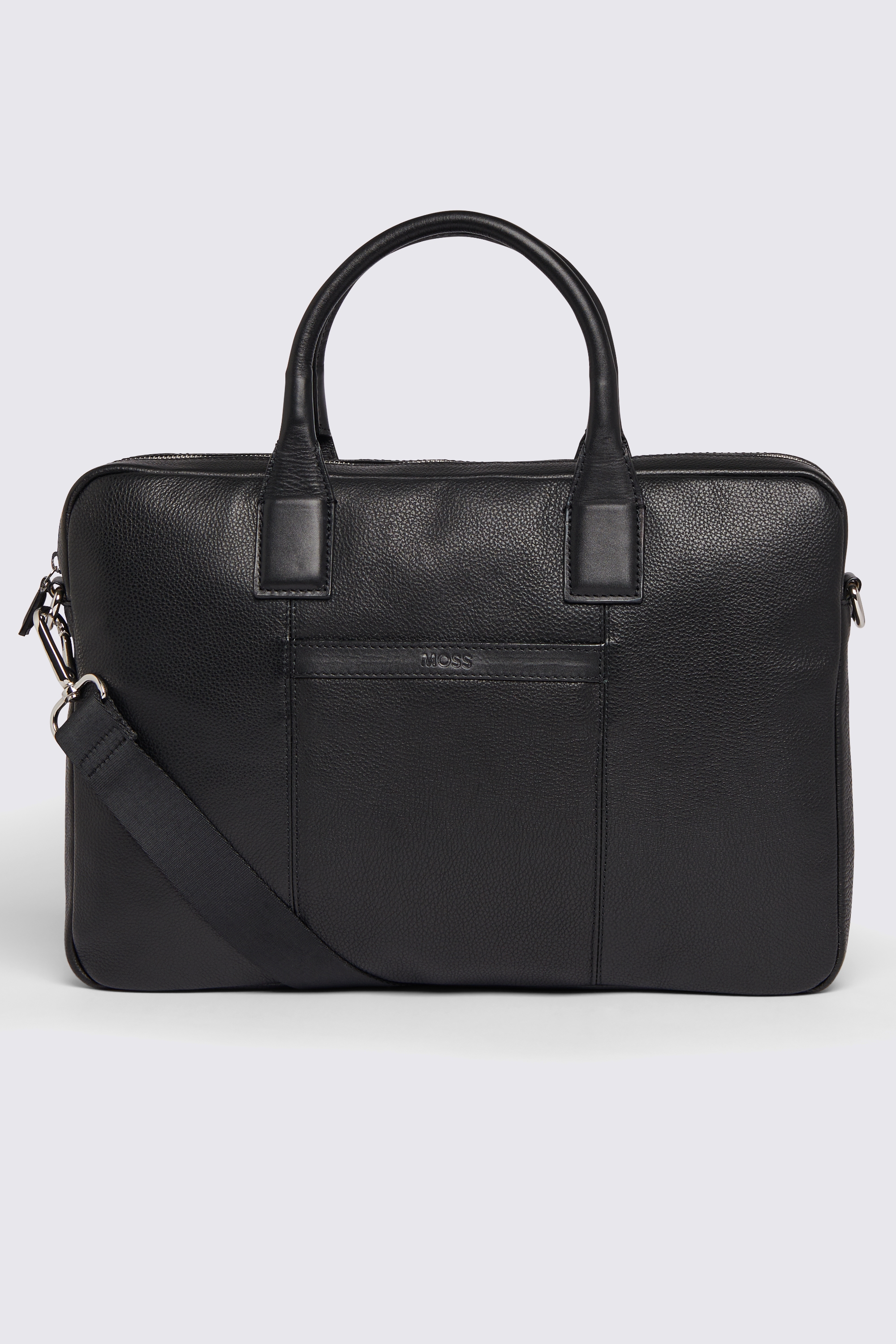 Black Grained Leather Briefcase | Buy Online at Moss