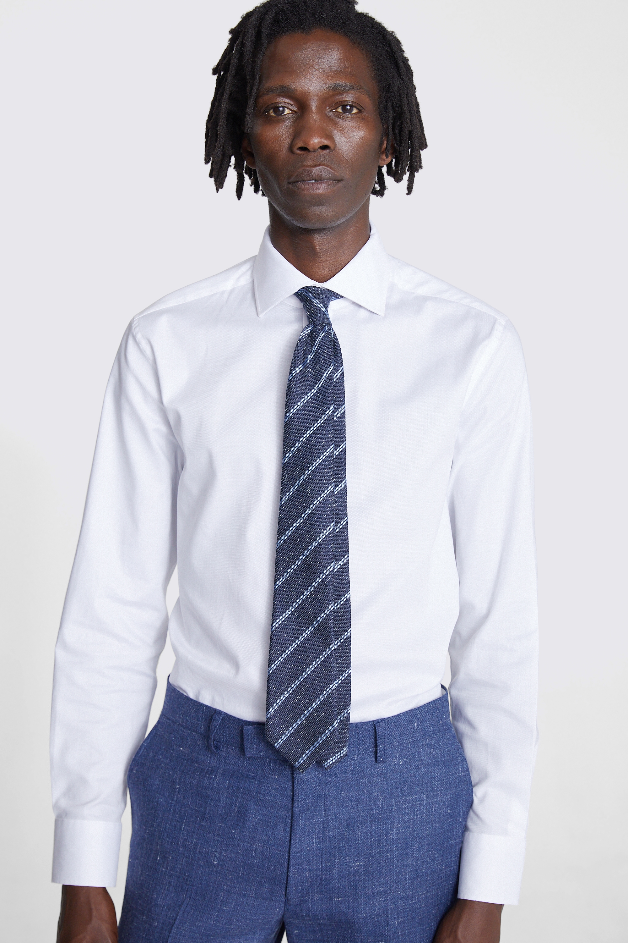Navy Twin Stripe Ginga Silk Tie