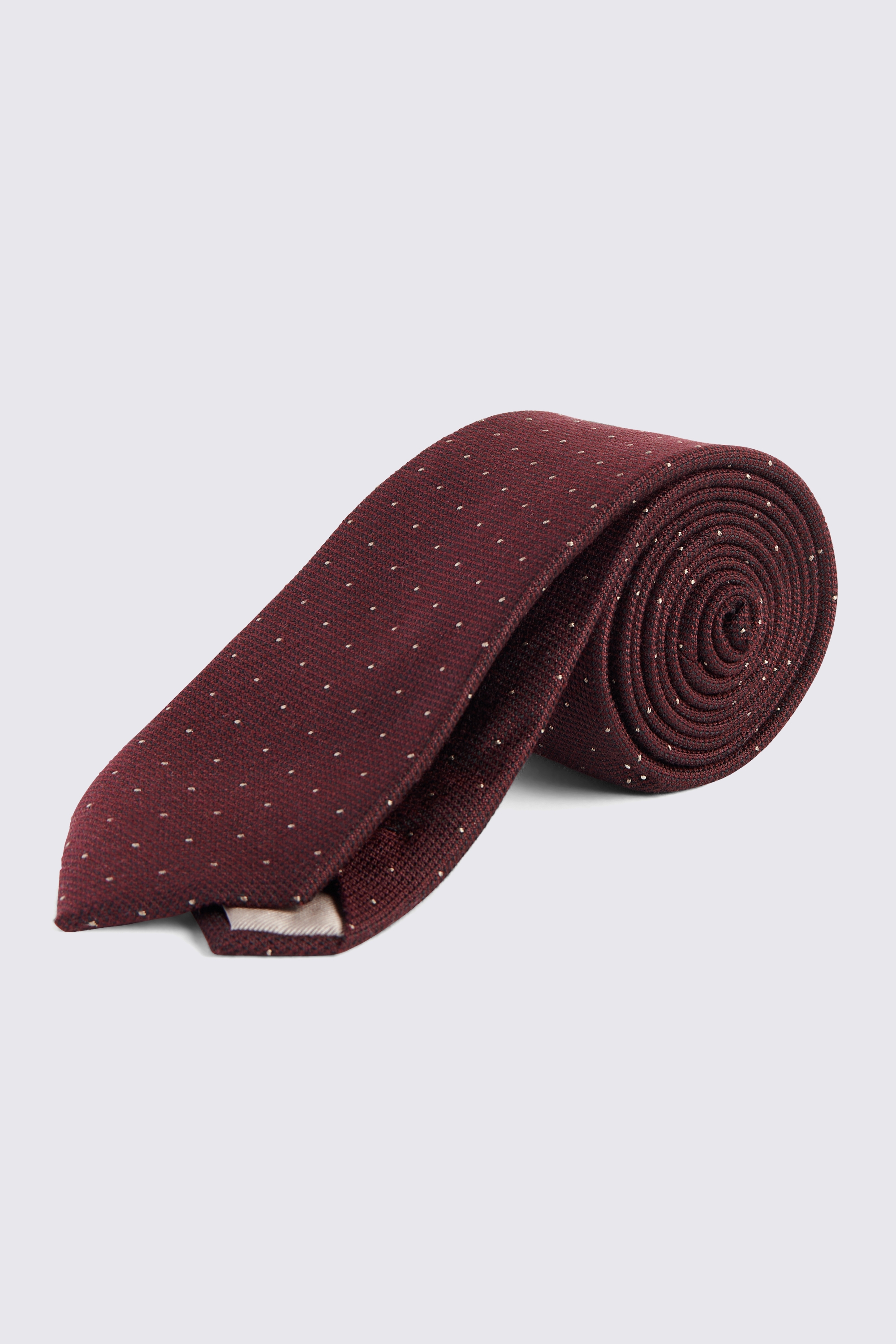 Oxblood Pindot Silk & Wool Tie | Buy Online at Moss
