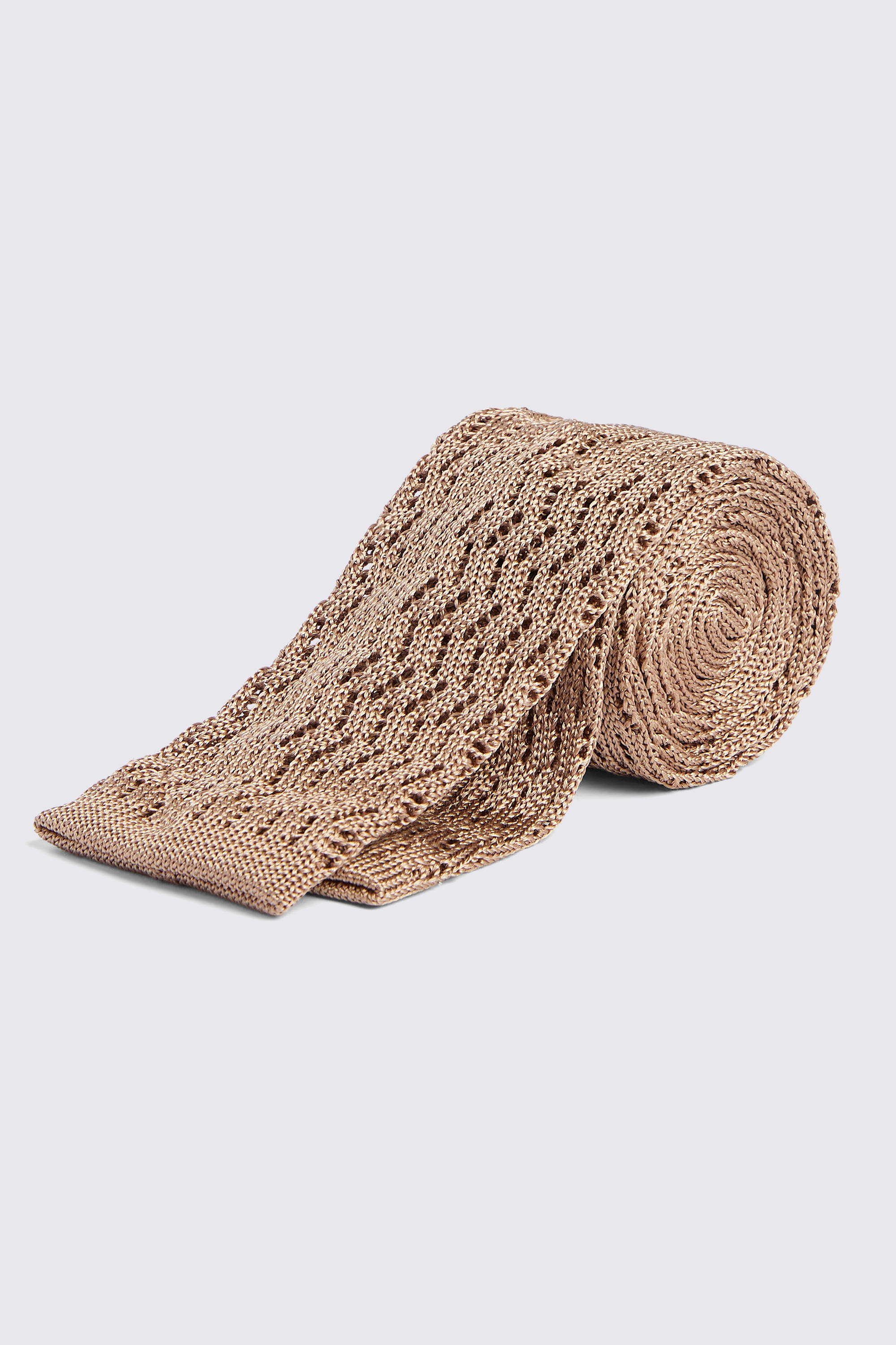 Gold Zigzag Silk Knit Tie